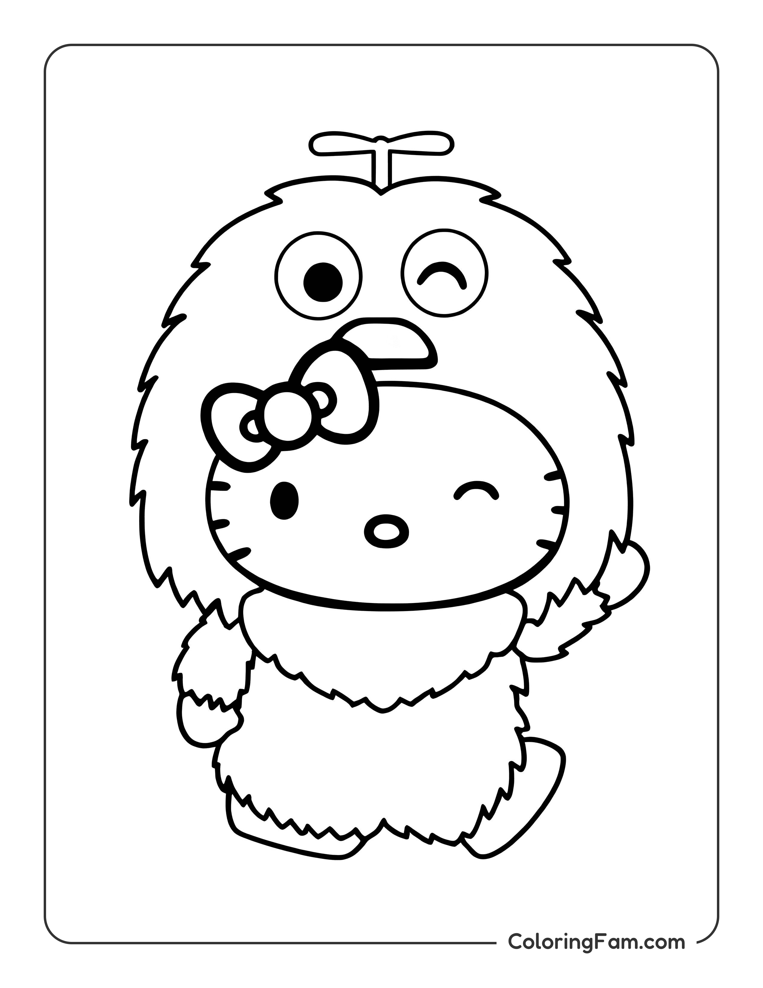Hello Kitty in Elmo costume coloring page