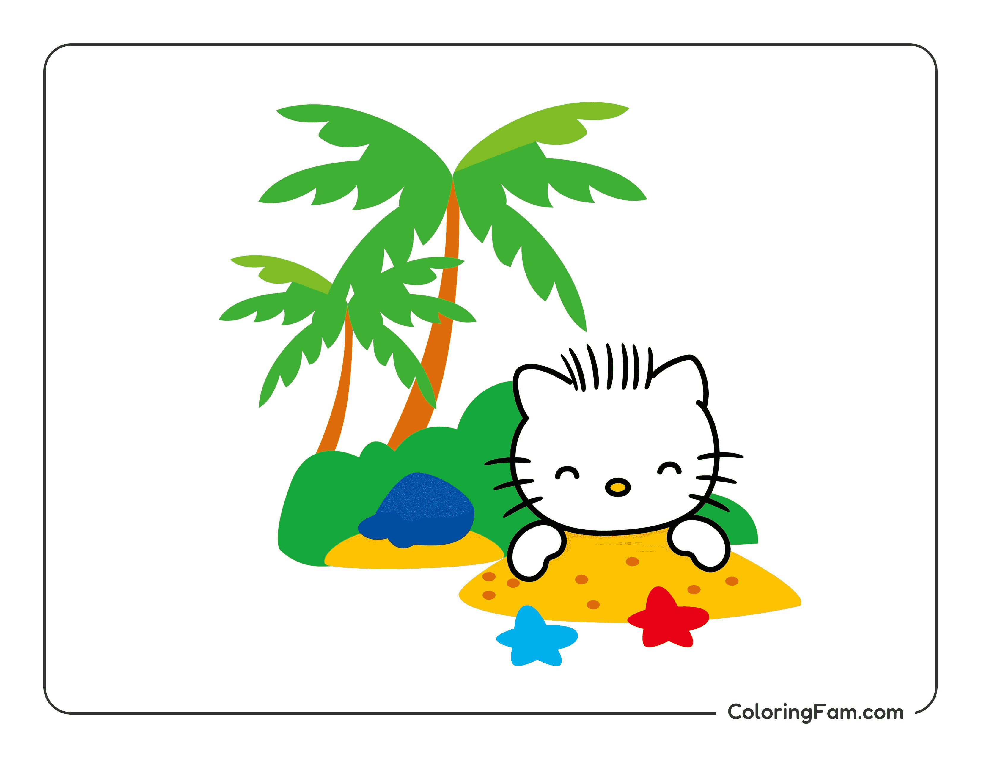 Hello Kitty on beach colored coloring page