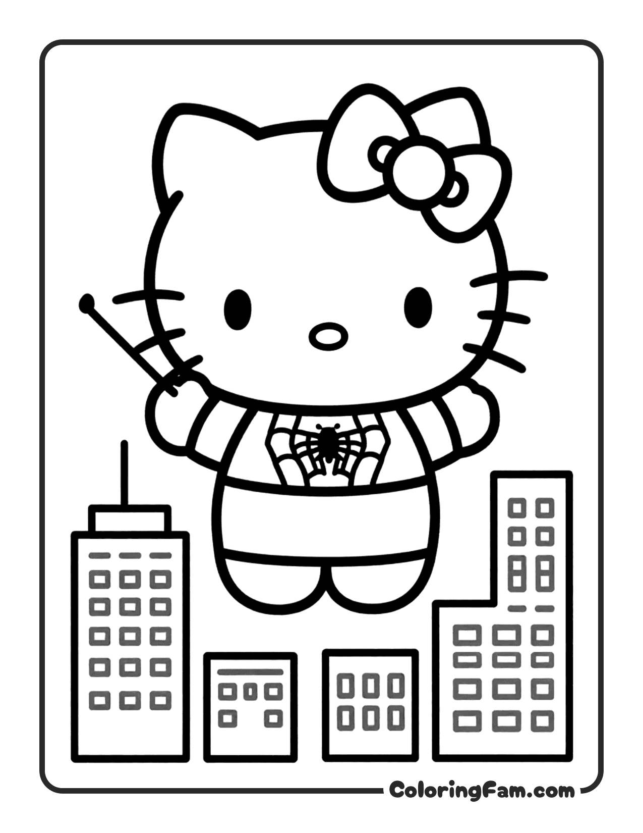 Hello Kitty In Spiderman Costume coloring page