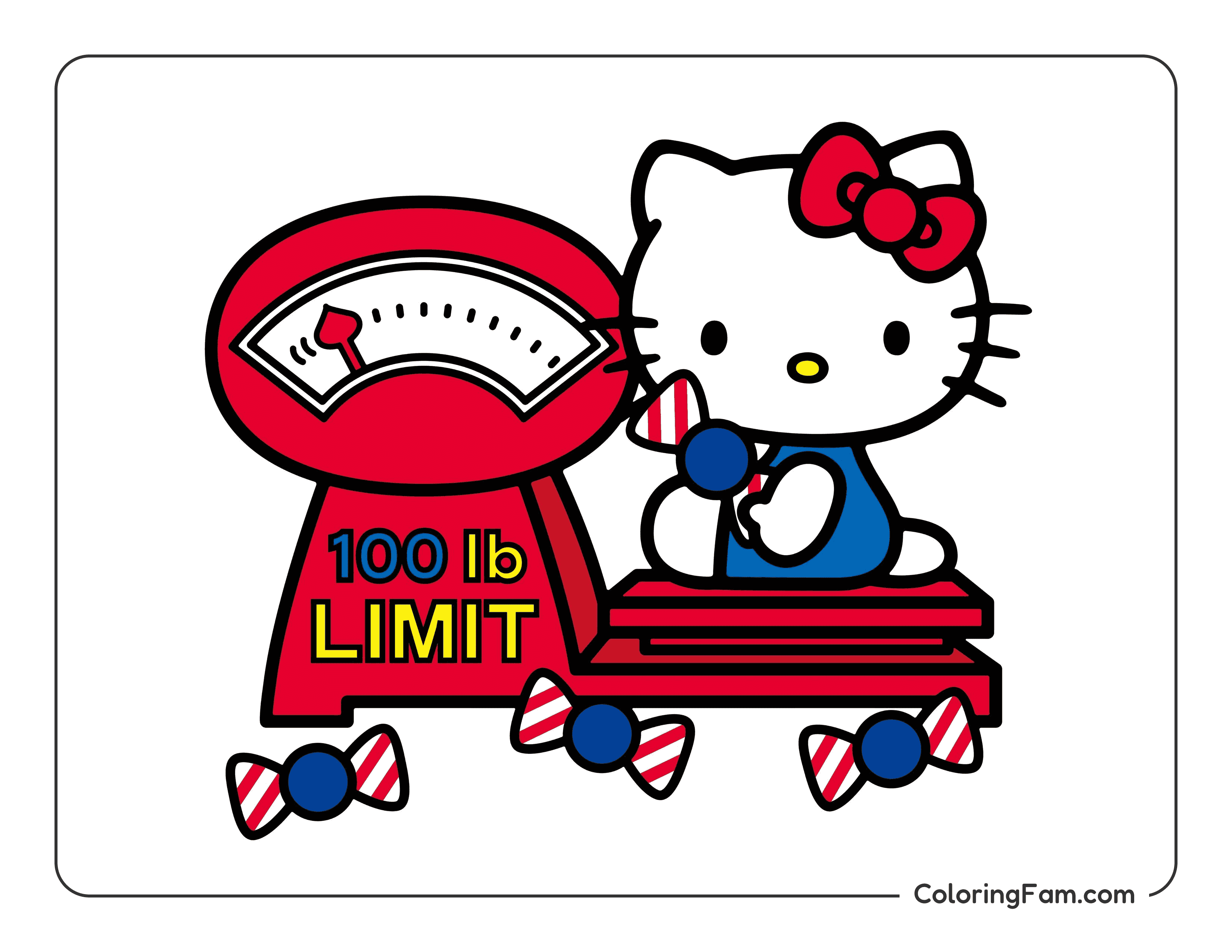Hello Kitty weighing candy colored coloring page