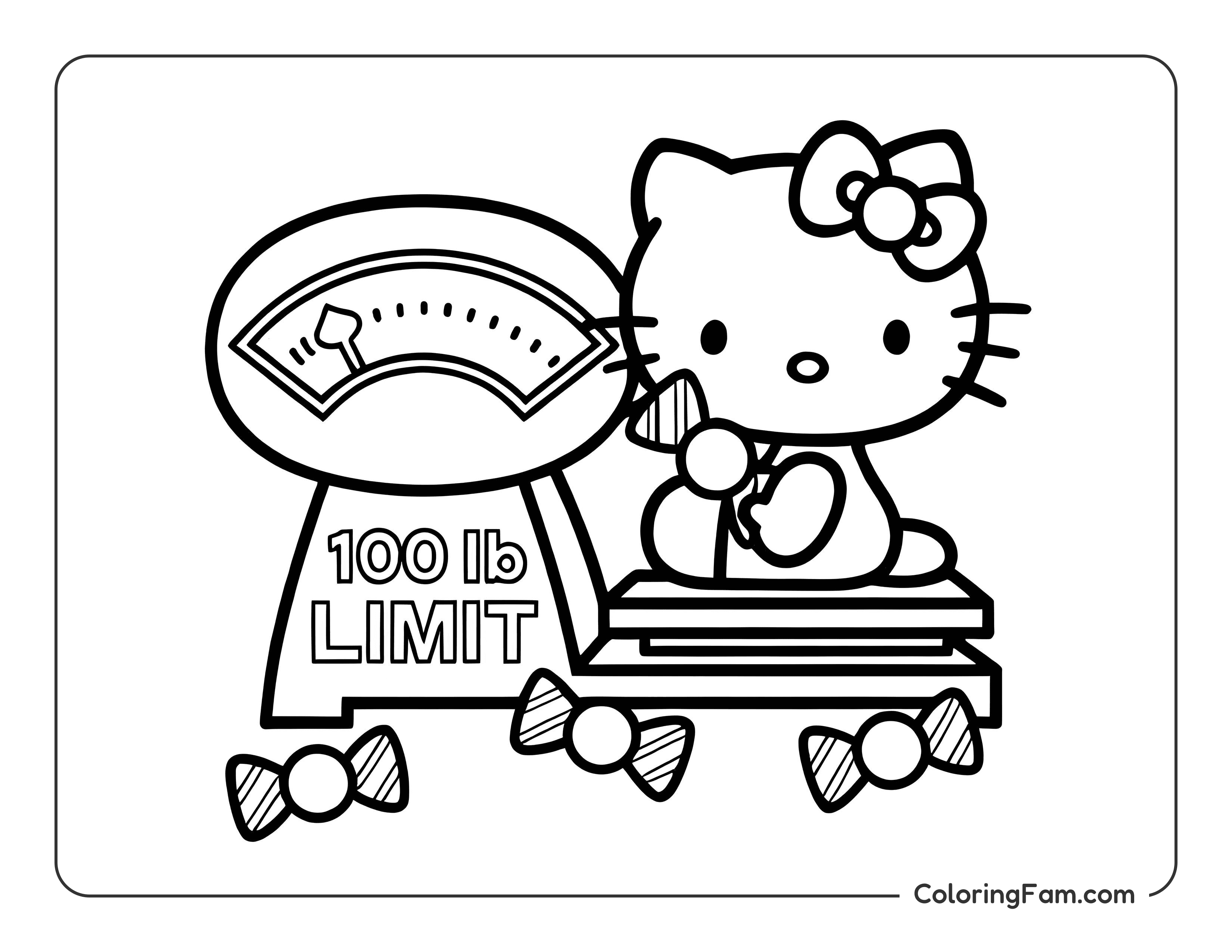 Hello Kitty weighing candy coloring page