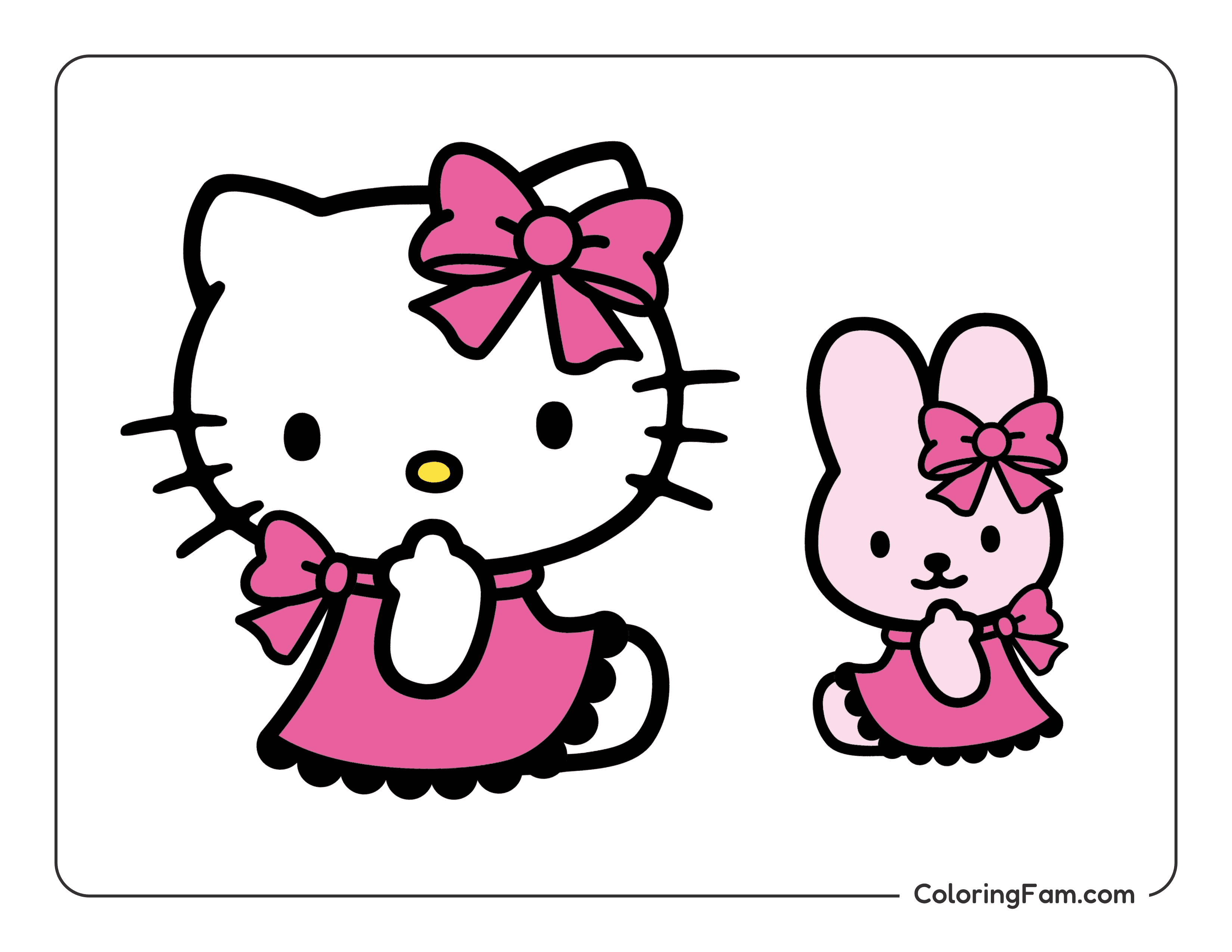 Hello Kitty with bunny colored coloring page