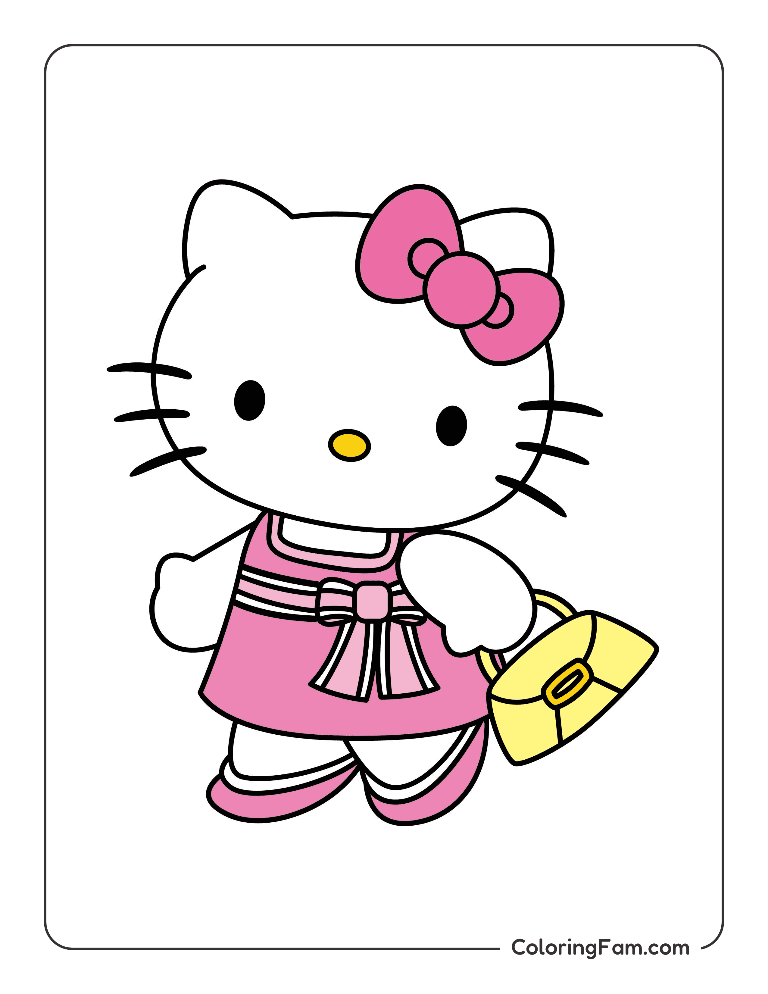 Hello Kitty with handbag colored coloring page