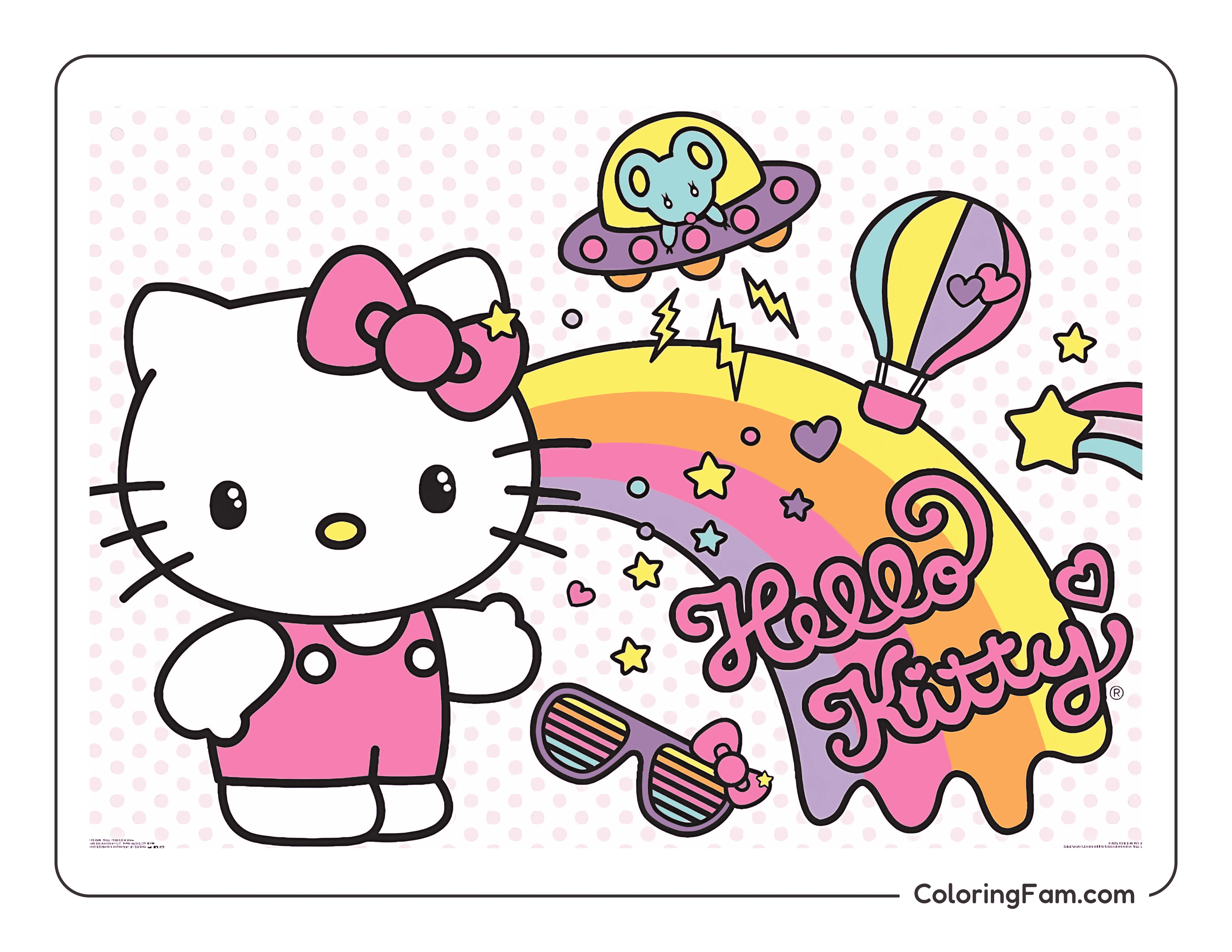 Hello Kitty with rainbow colored coloring page