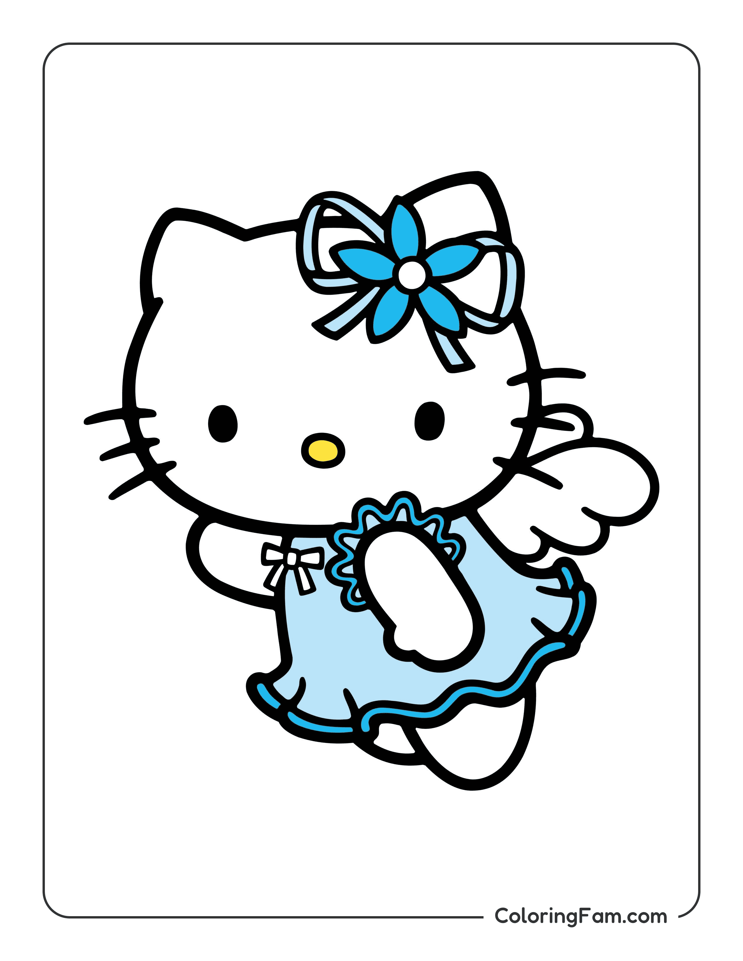 Hello Kitty with wings colored coloring page