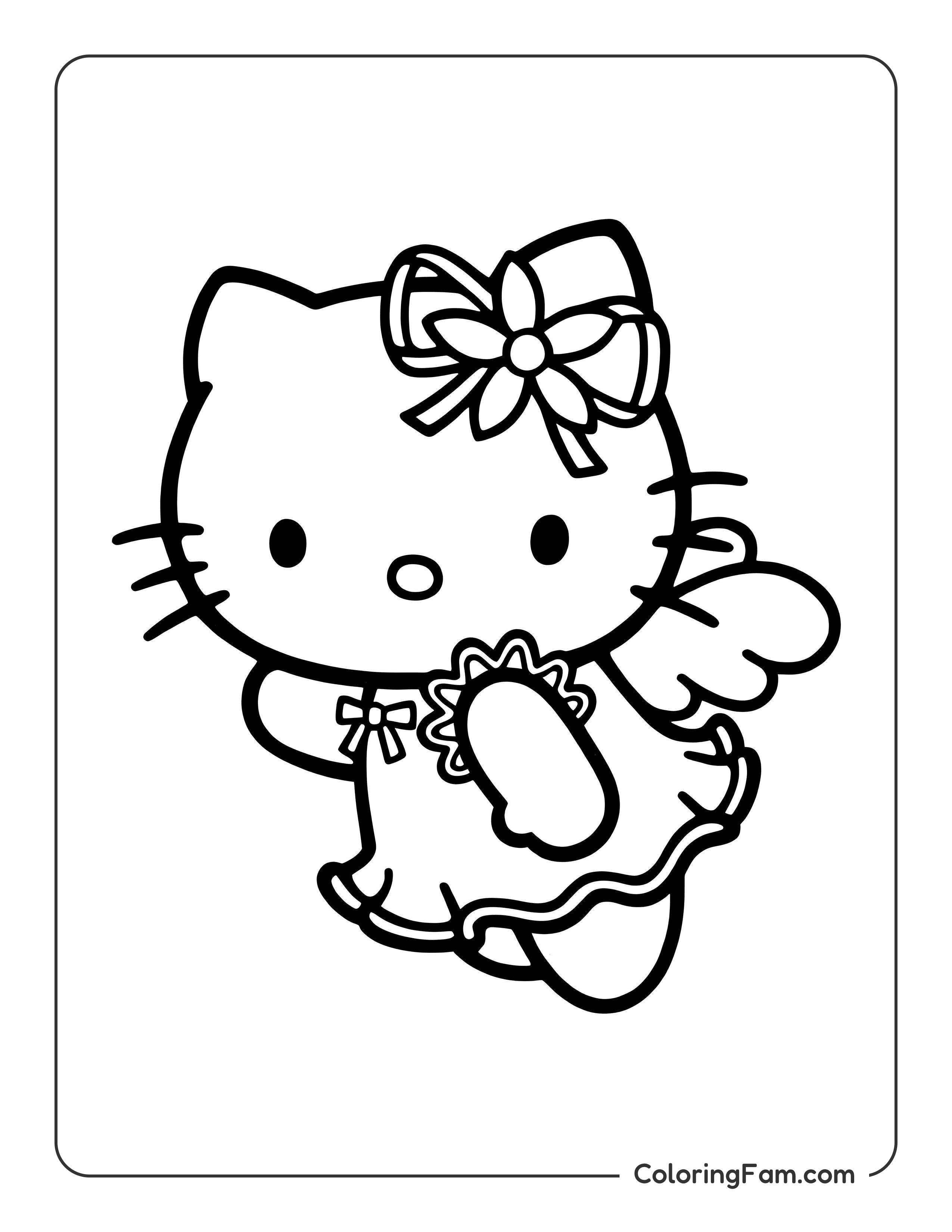 Hello Kitty with wings coloring page
