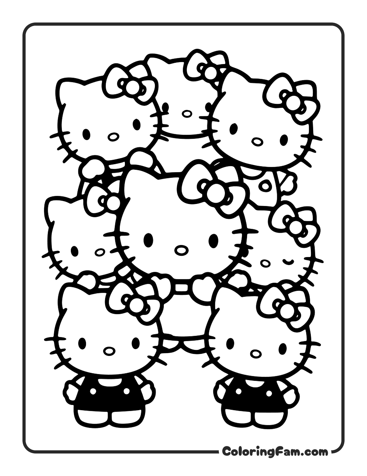 Hello Kitty Surrounded By All Sanrio Friends coloring page