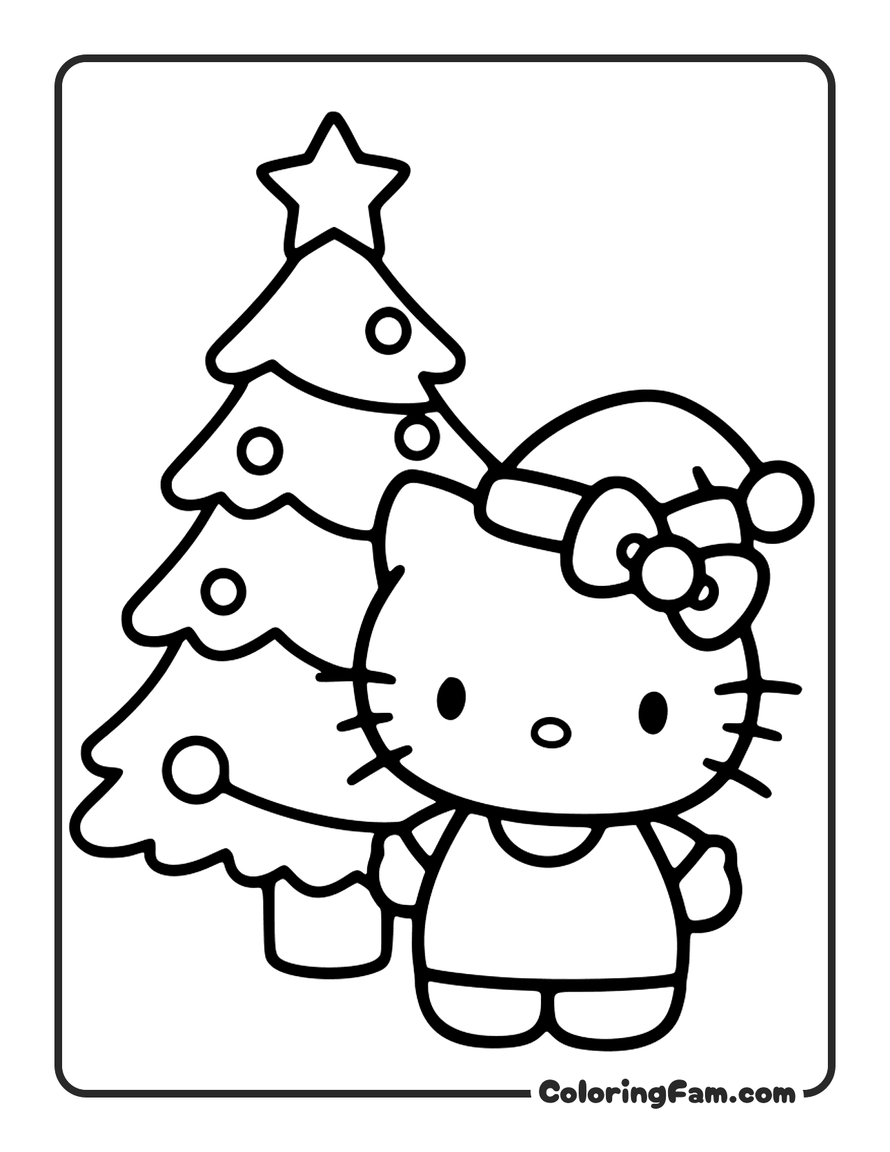 Hello Kitty Wearing A Santa Hat Next coloring page