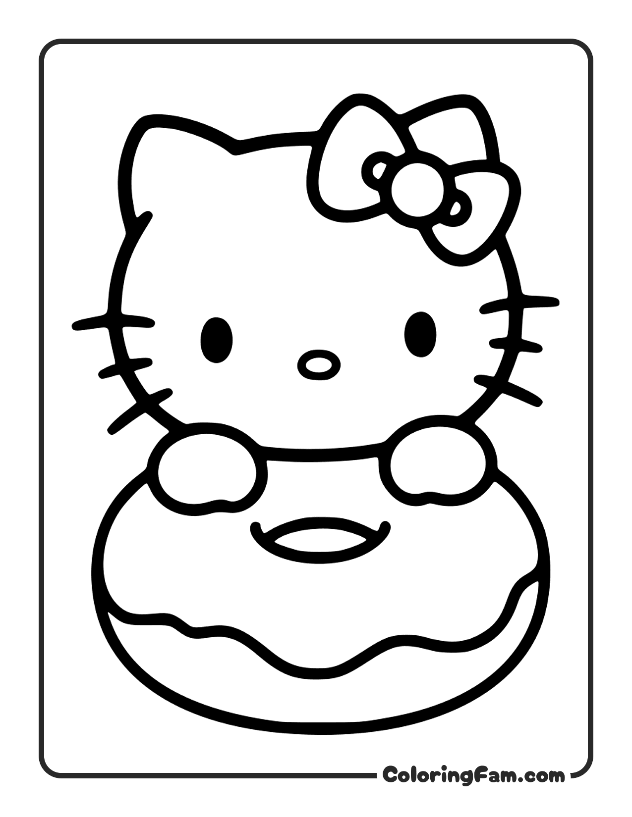 Hello Kitty And Cinnamoroll Sharing A Donut coloring page