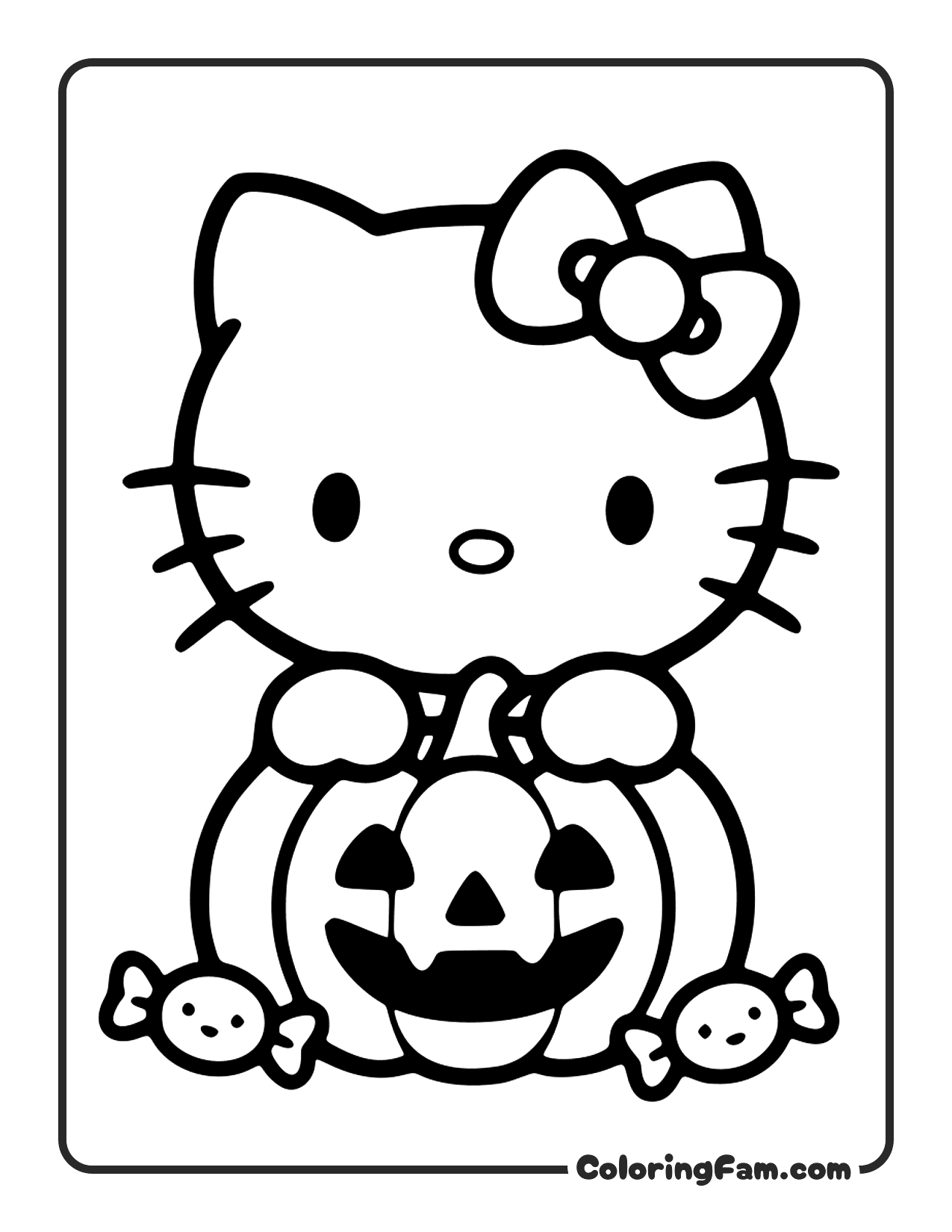 Hello Kitty Sitting On A Jack O Lantern coloring page