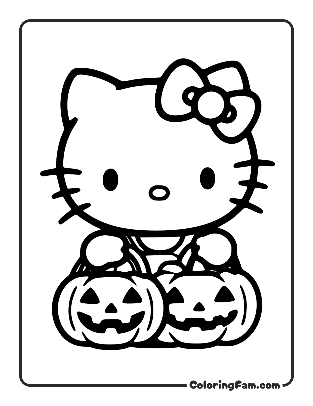 Hello Kitty Trick Or Treating With A Pumpkin coloring page