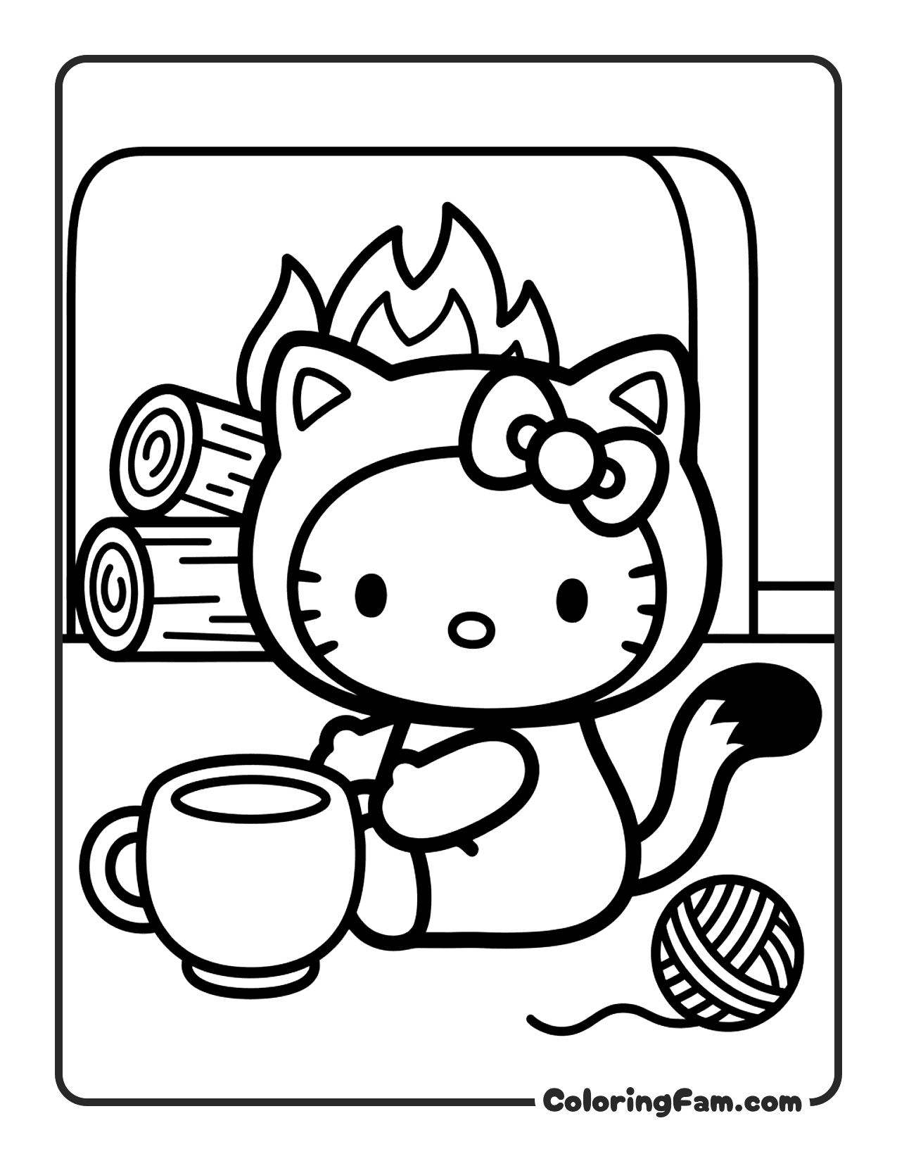 Hello Kitty In A Black Cat Costume coloring page