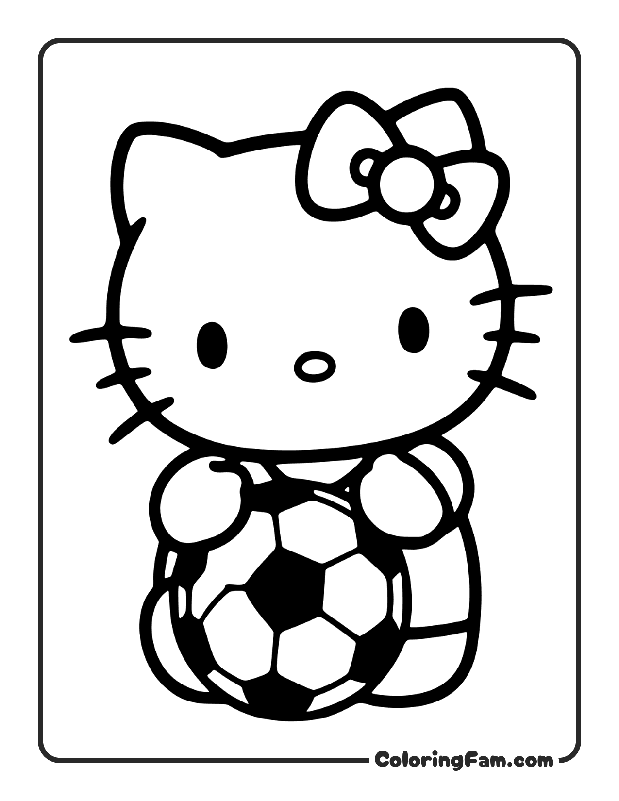 Hello Kitty And Pochacco Playing Soccer coloring page