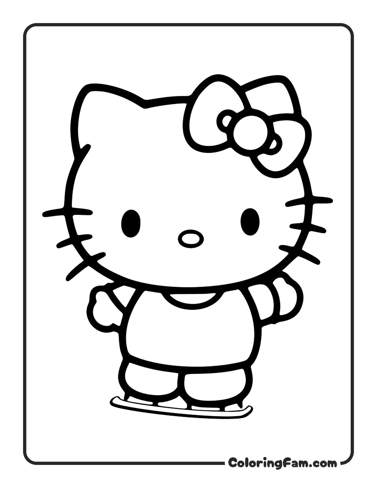 Hello Kitty Ice Skating On A Frozen Pond coloring page