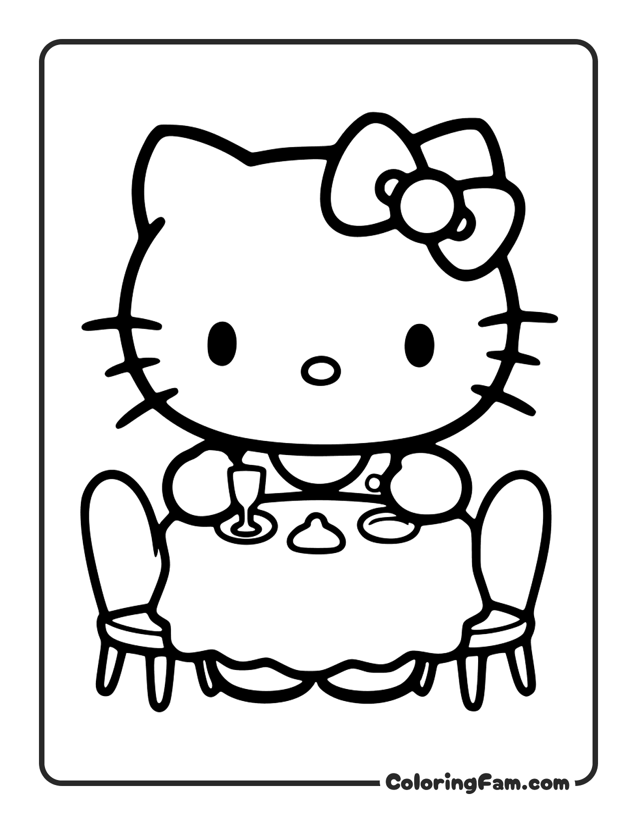 Hello Kitty And Tuxedo Sam Dinner coloring page