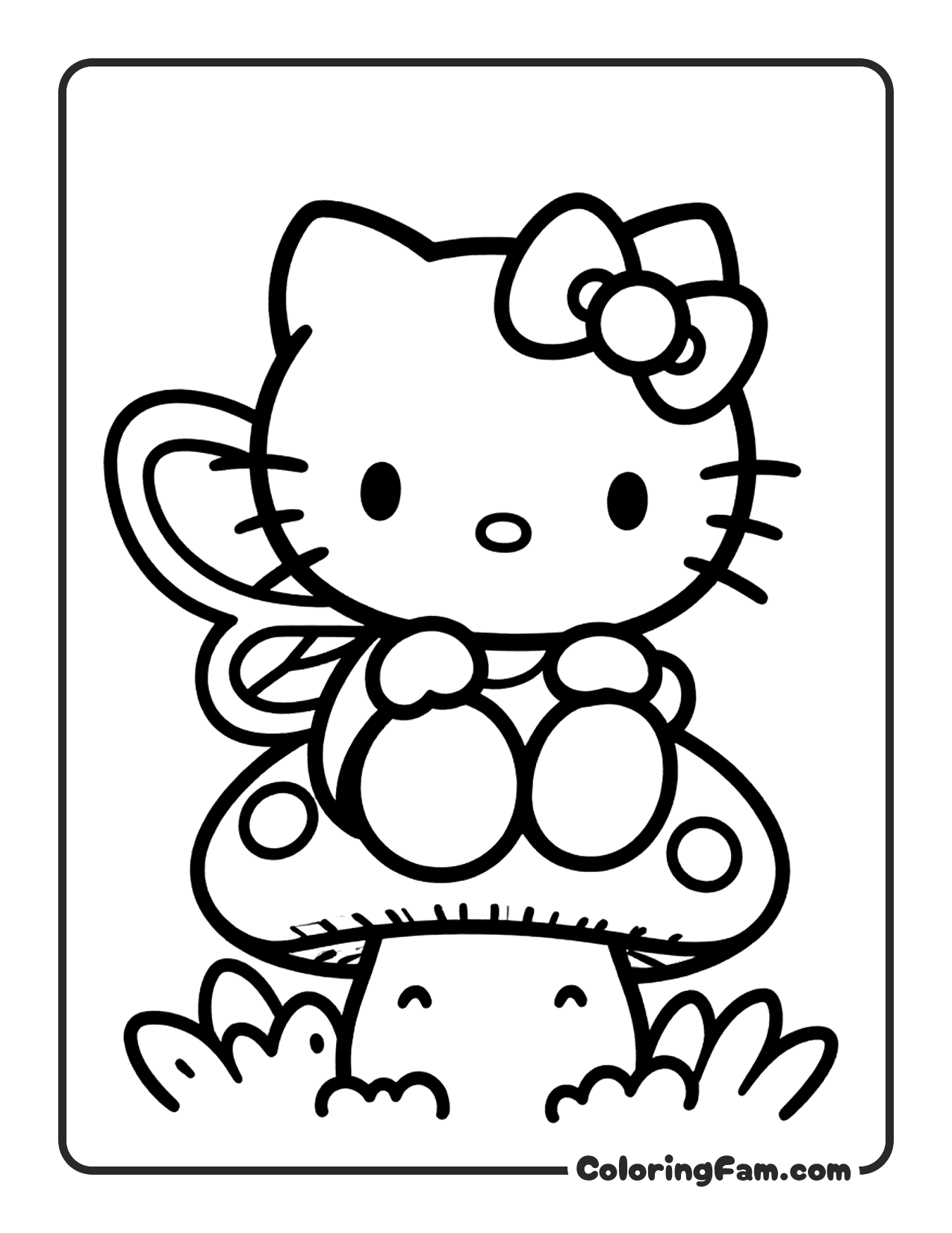 Hello Kitty As A Fairy With Butterfly Wings coloring page