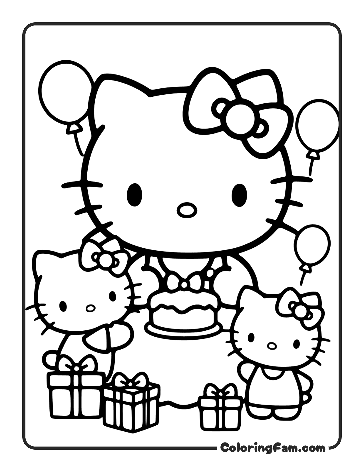 Hello Kitty Birthday Party Scene coloring page