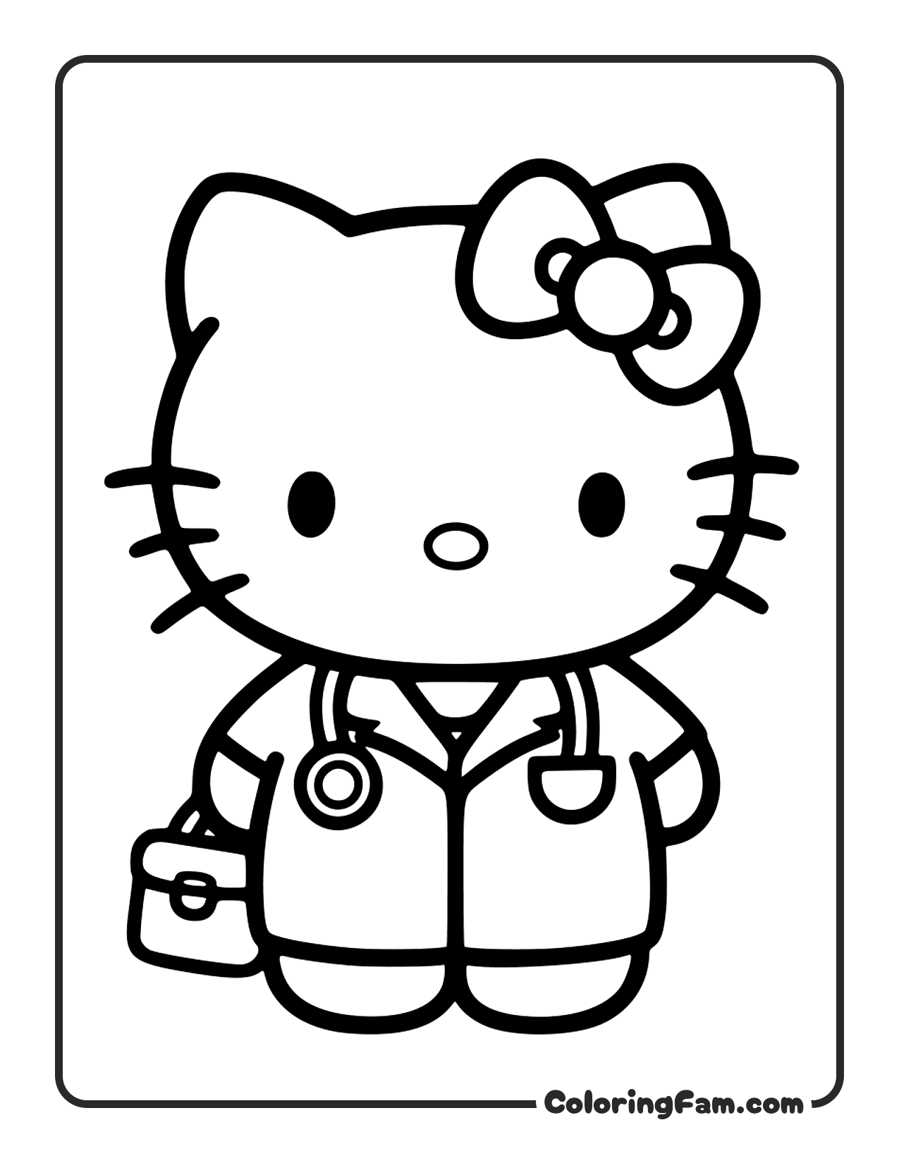 Hello Kitty Dressed As A Doctor coloring page