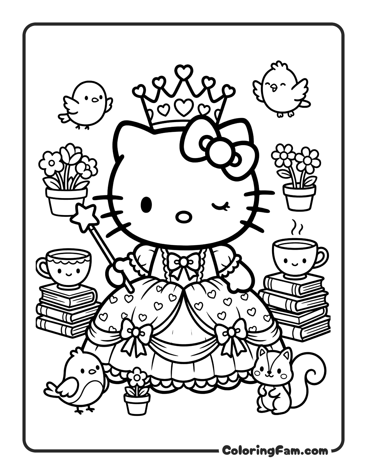 Hello Kitty Dressed As A Princess coloring page
