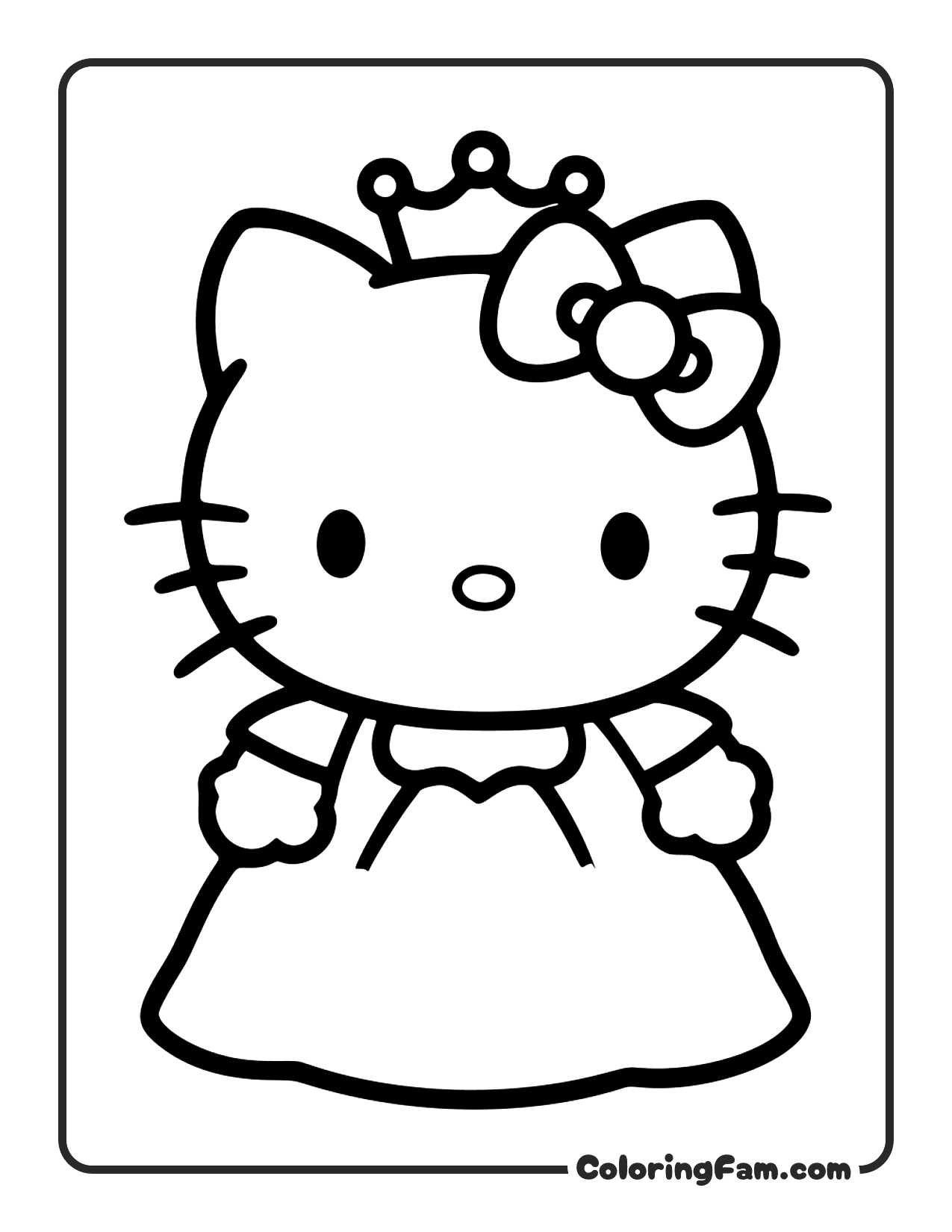 Hello Kitty Dressed As A Princess coloring page