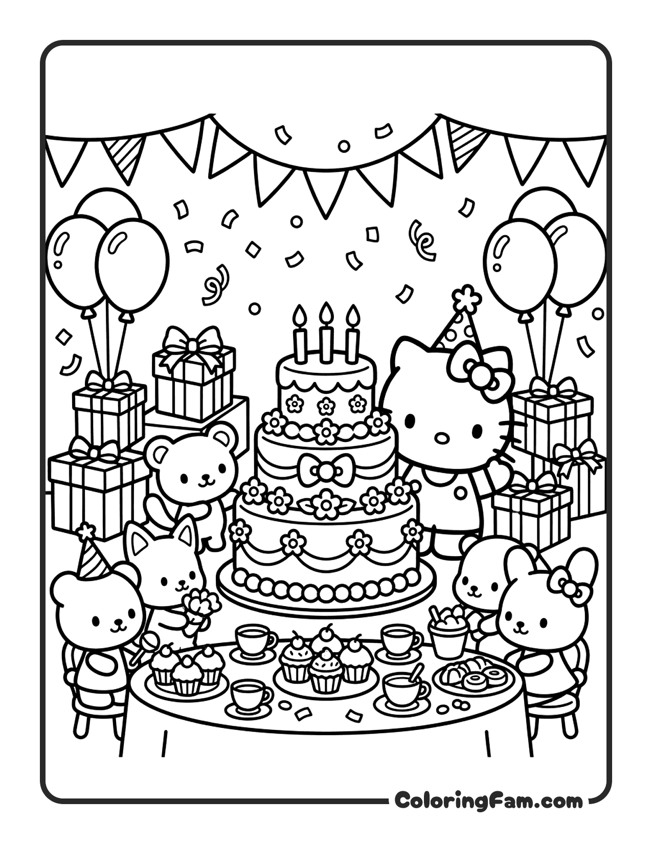 Hello Kitty Grand Birthday Celebration coloring page