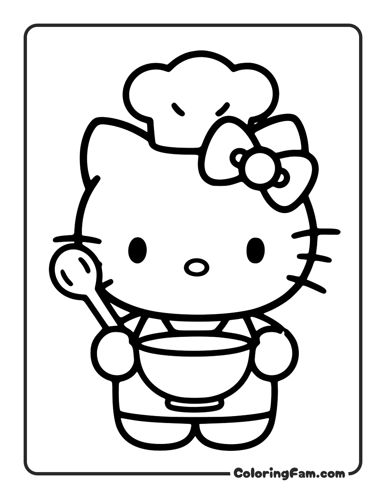 Hello Kitty Wearing A Chef Hat coloring page