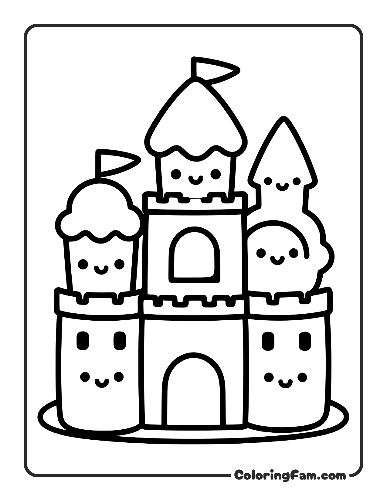 Ice Cream Castle Kawaii coloring page