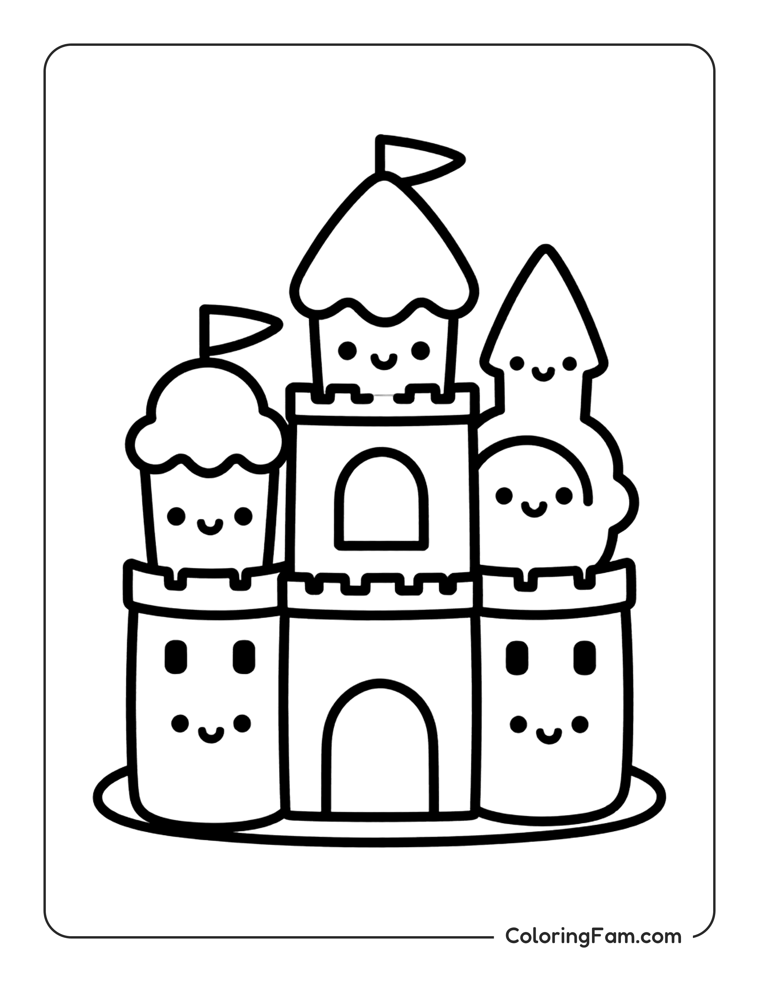 Ice Cream Castle Kawaii coloring page