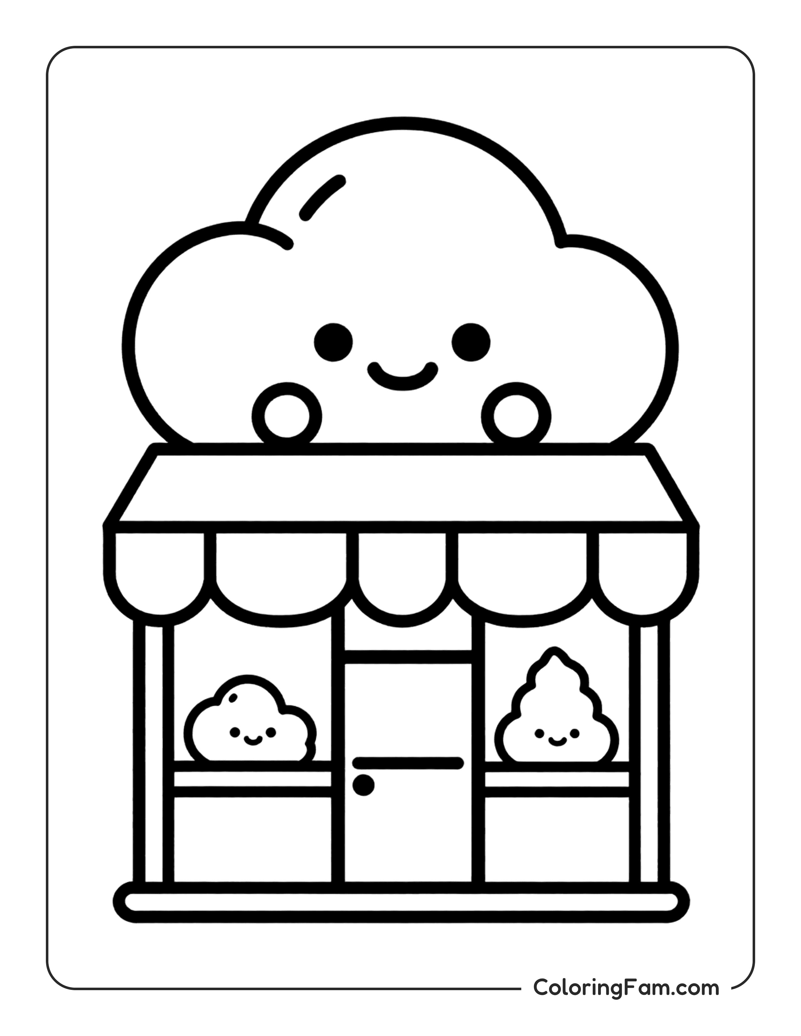 Ice Cream Cloud Store coloring page