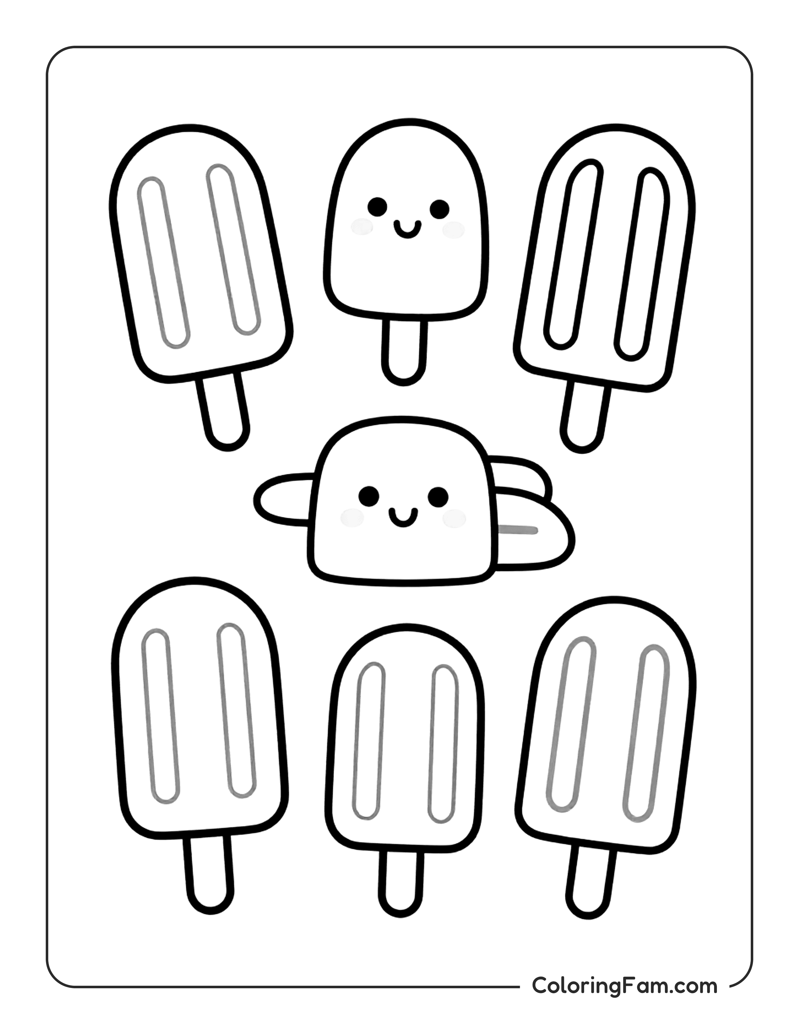 Ice Cream Popsicle Group coloring page