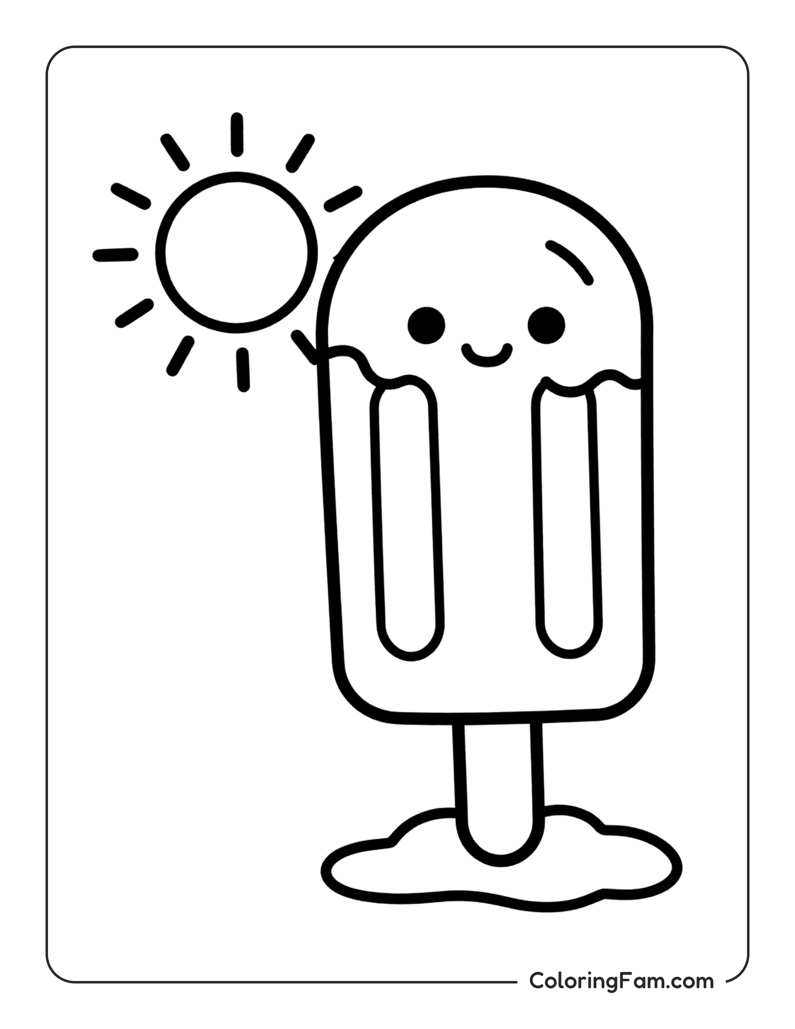 Ice Cream Popsicle With Sun coloring page