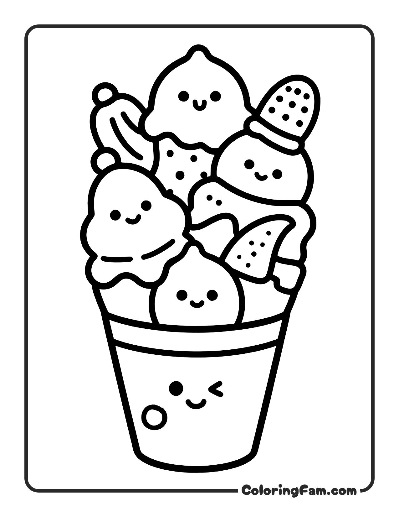 Kawaii Ice Cream Sundae coloring page