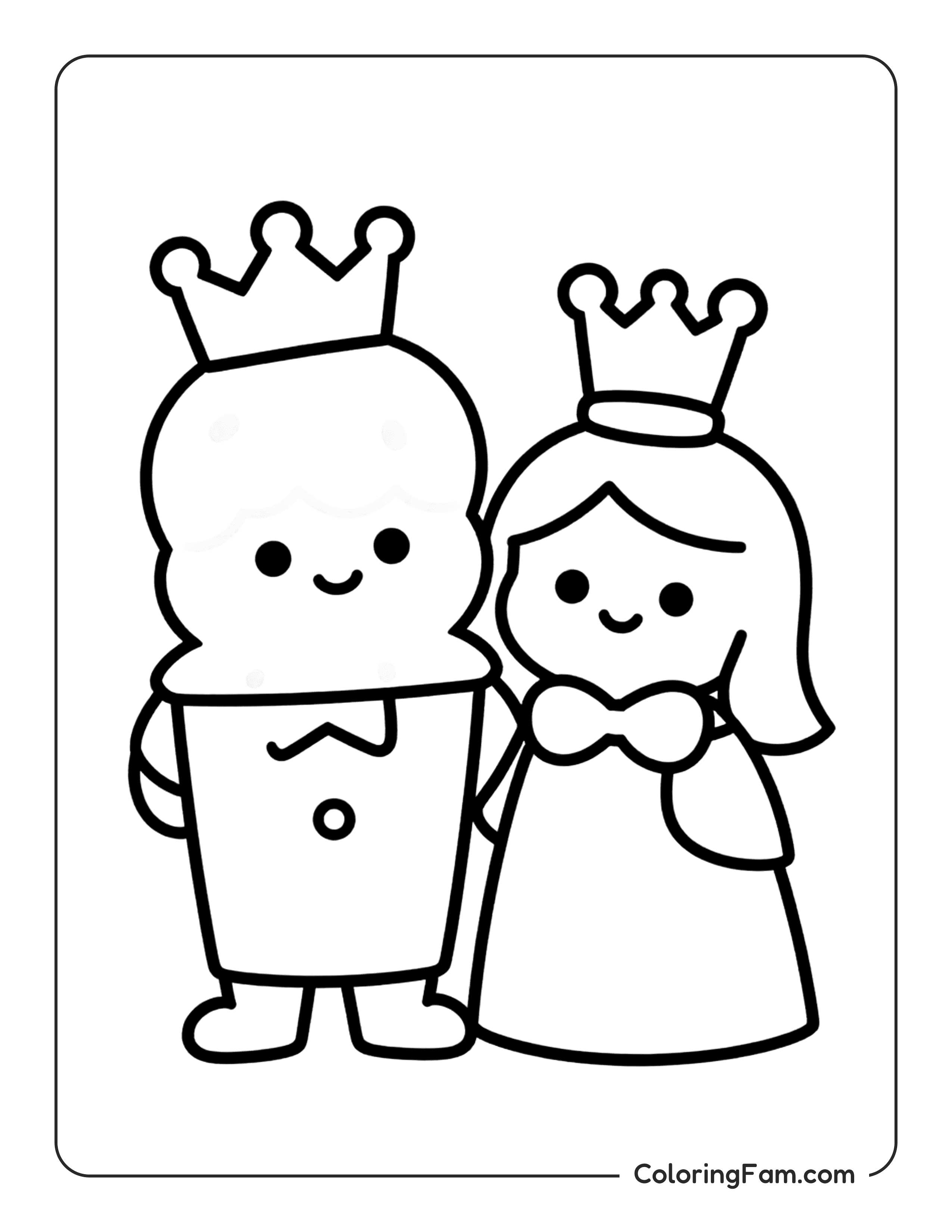 King And Queen Wearing Crowns coloring page