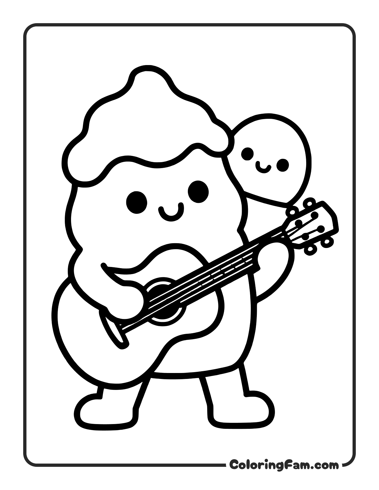 Marshmallow Playing Guitar coloring page