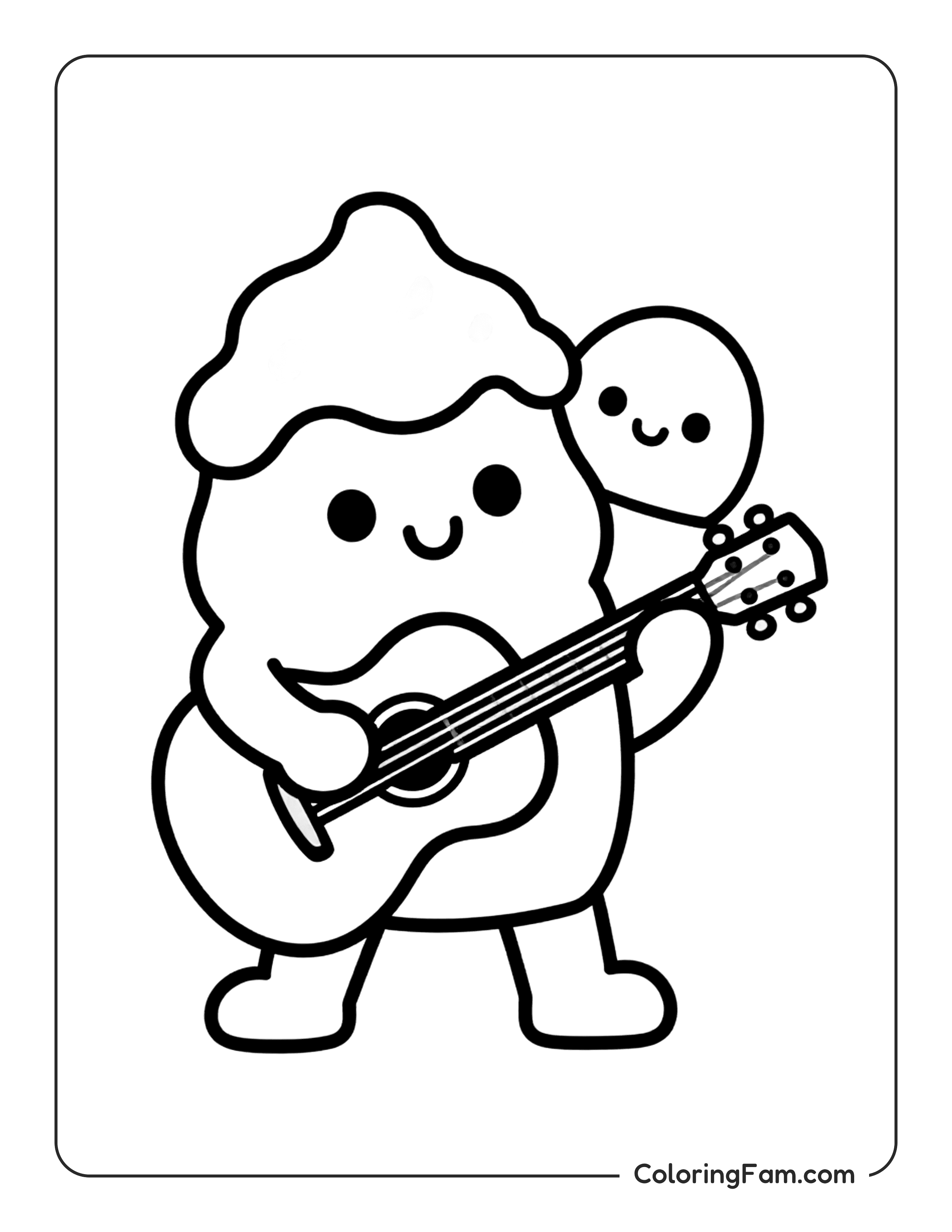 Marshmallow Playing Guitar coloring page