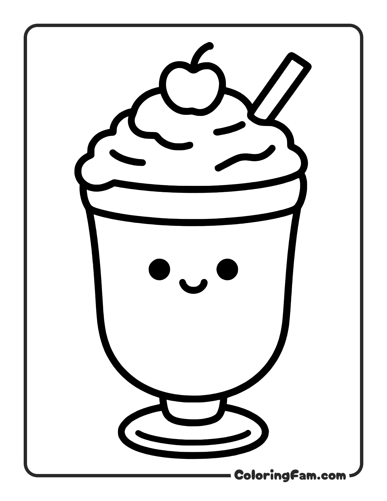Milkshake With Cherry coloring page