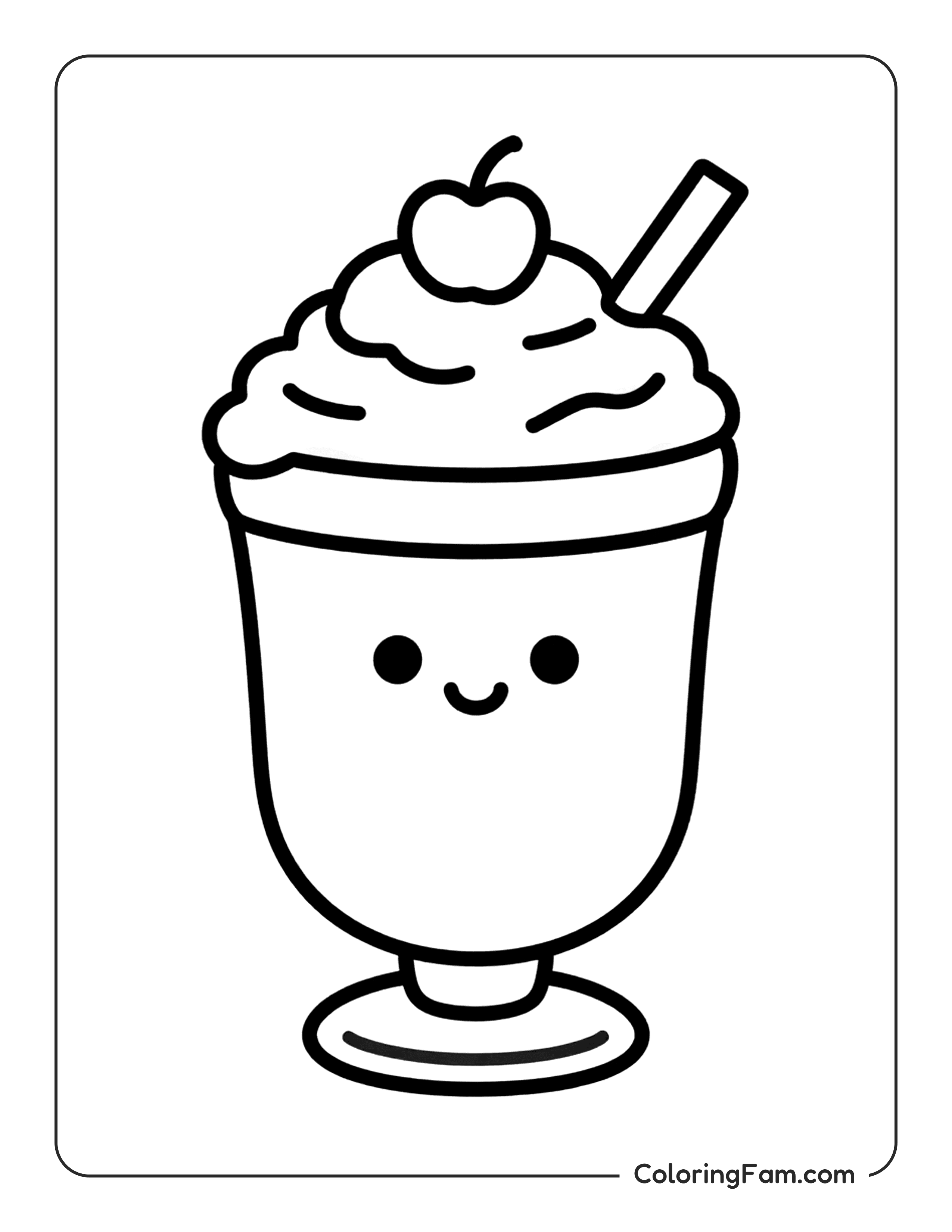 Milkshake With Cherry coloring page