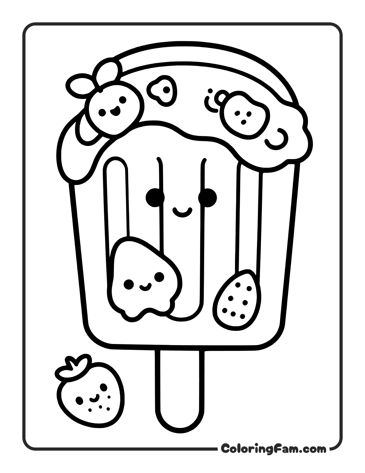Popsicle With Fruit Topping coloring page