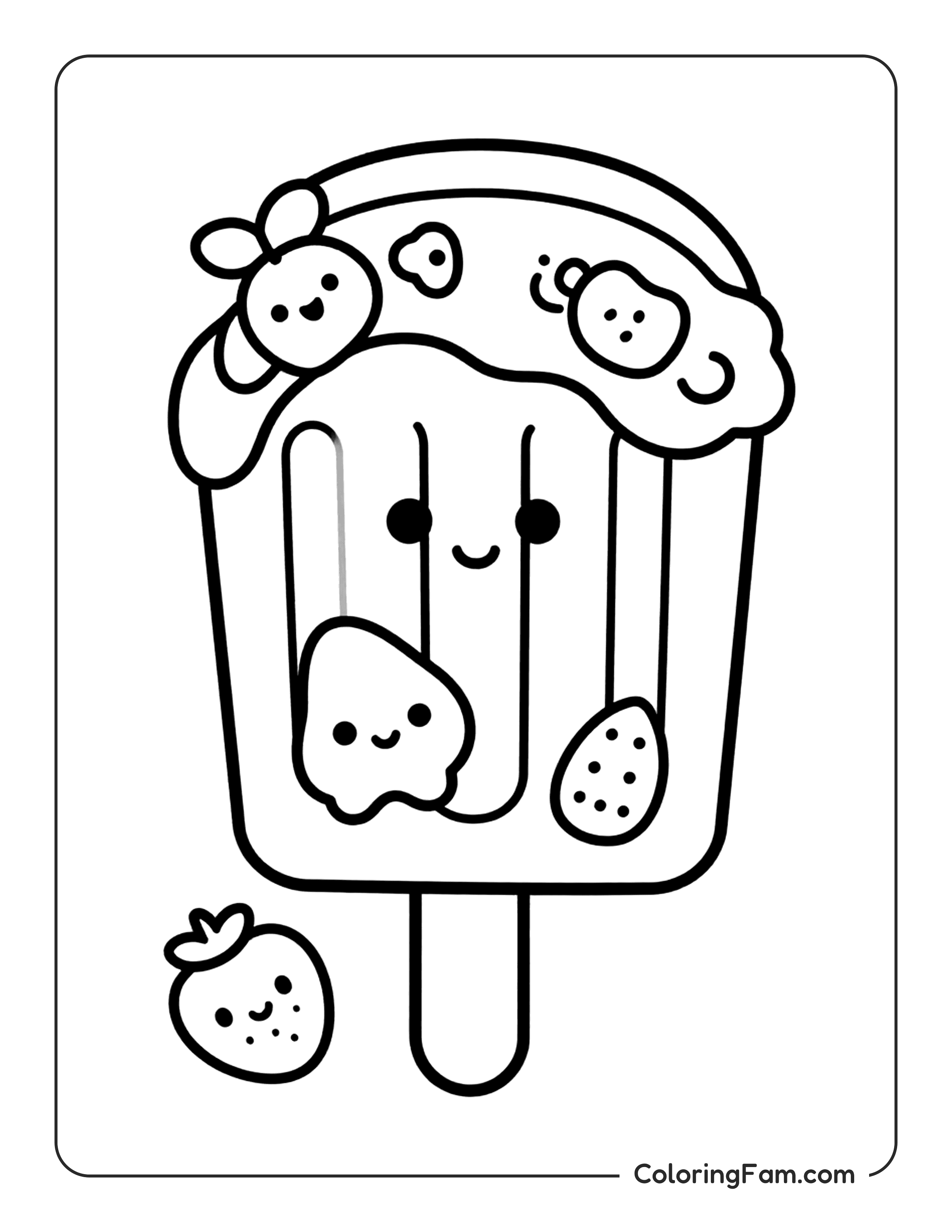 Popsicle With Fruit Topping coloring page