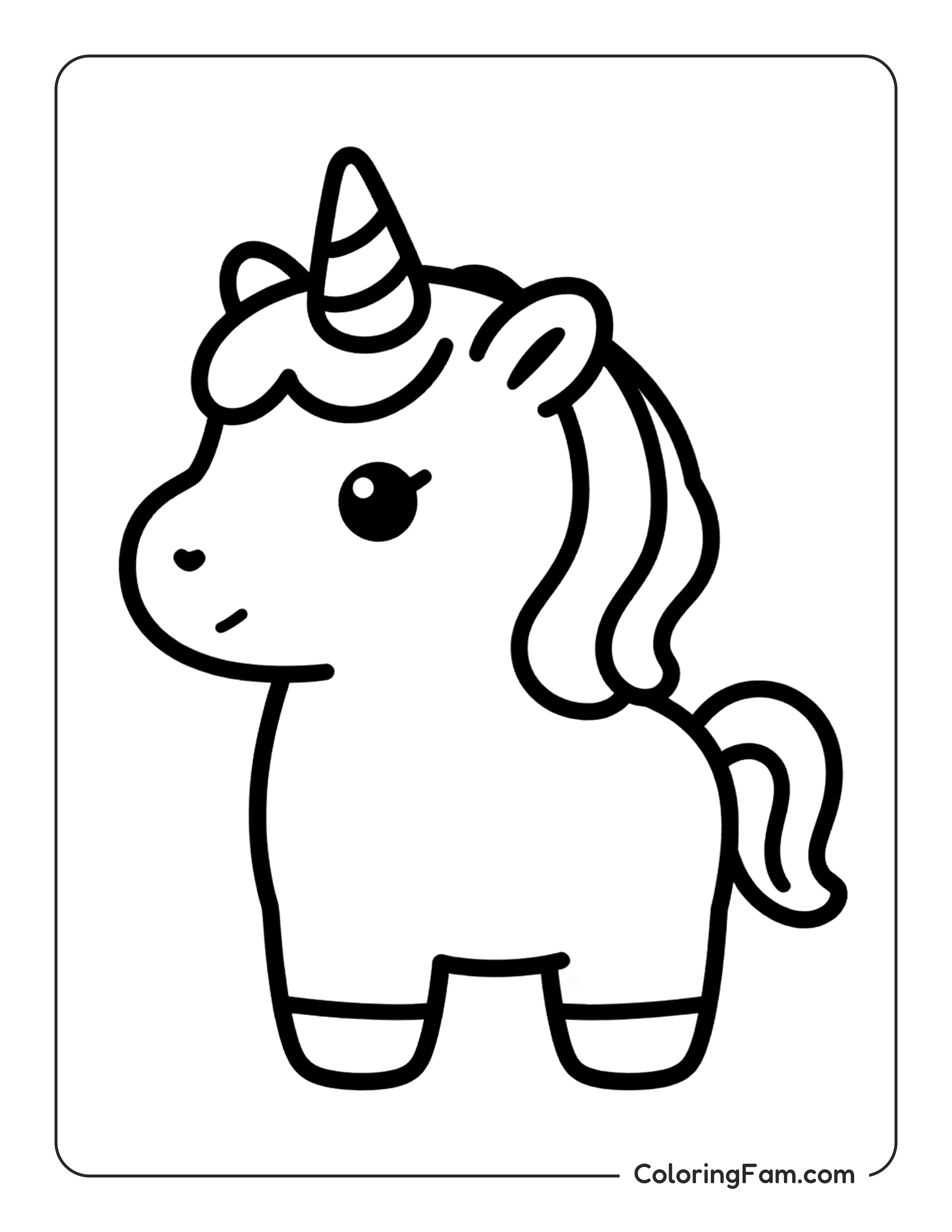Unicorn Standing Simple coloring page