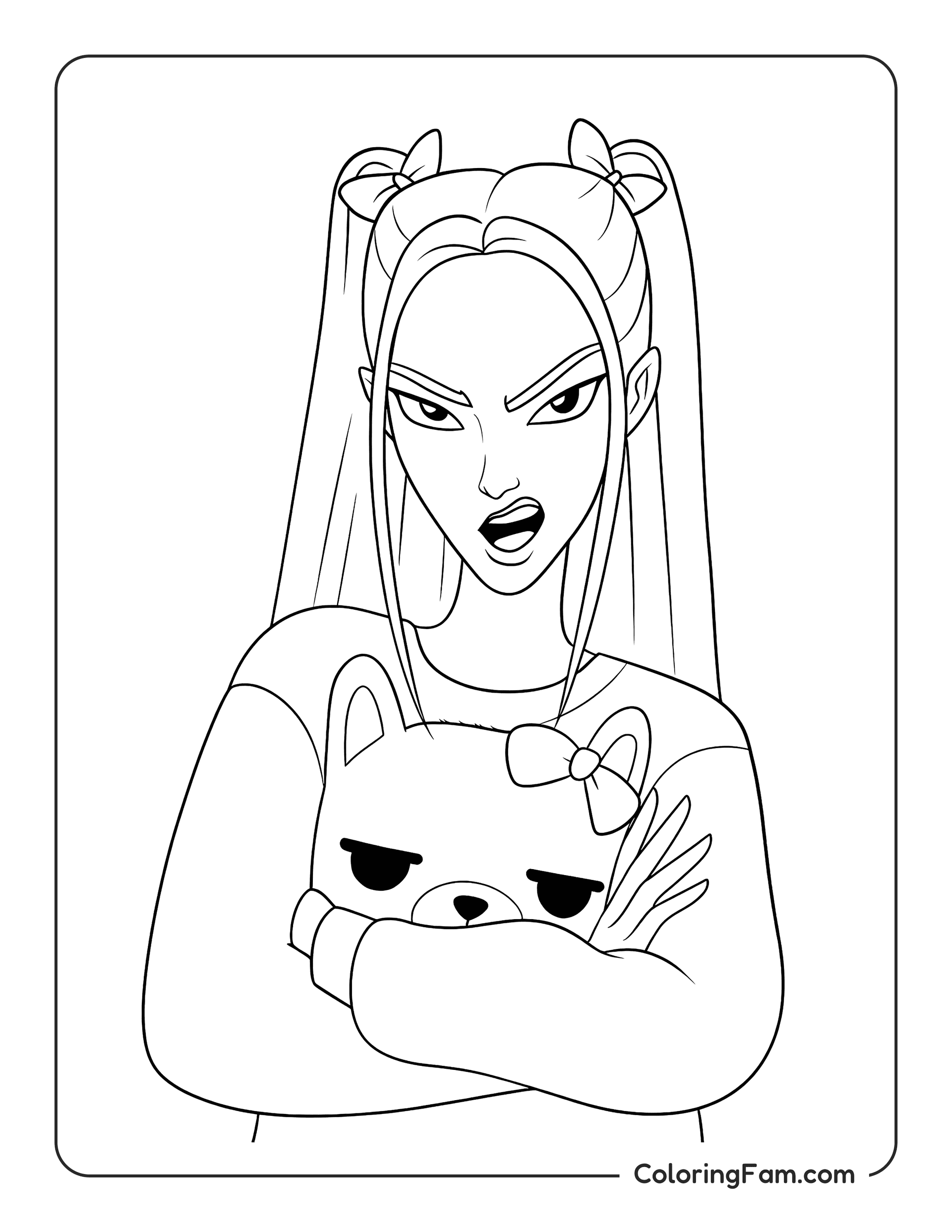 Kpop Demon Hunters Mira playing cool coloring page
