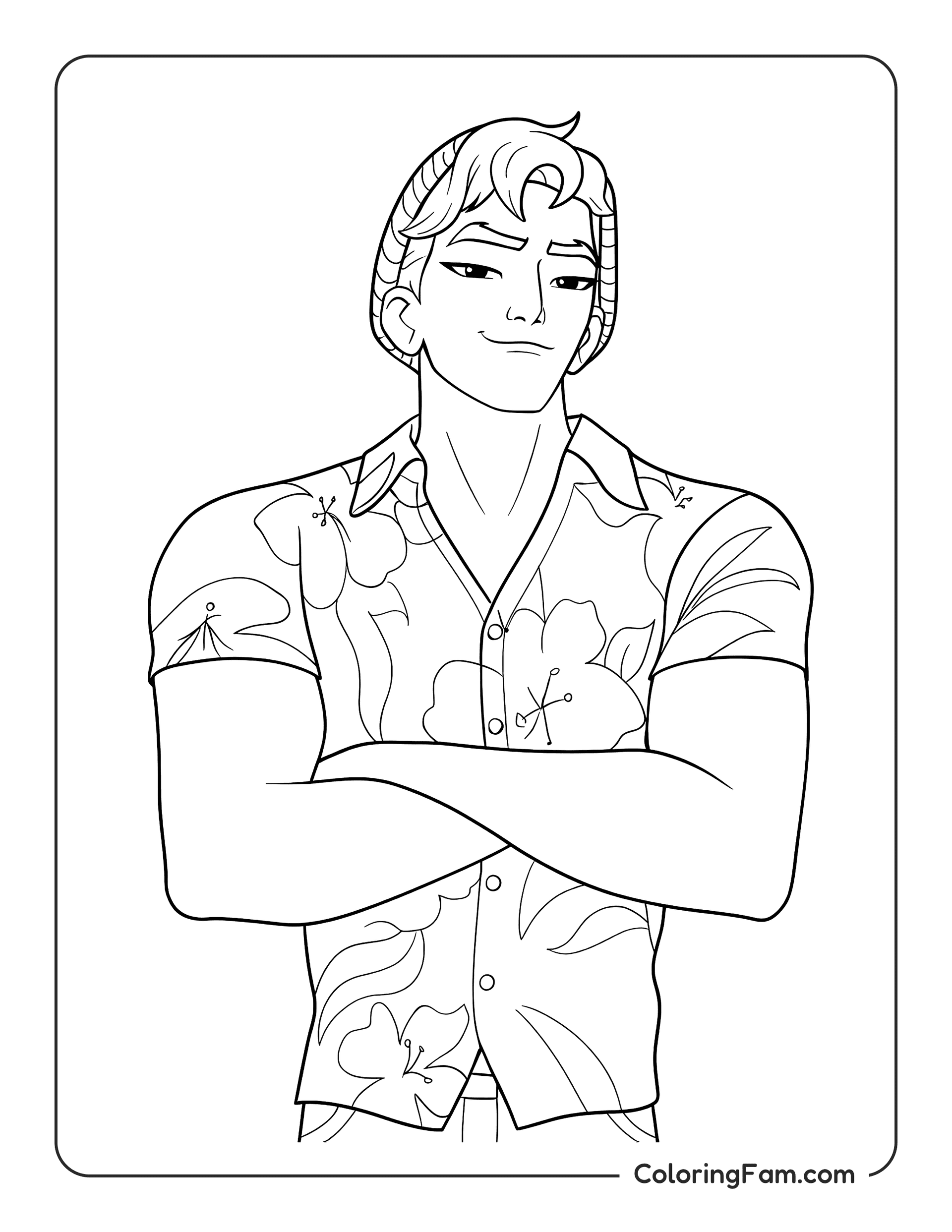 Kpop Demon Hunters Saja Boys Abby striking a pose coloring page