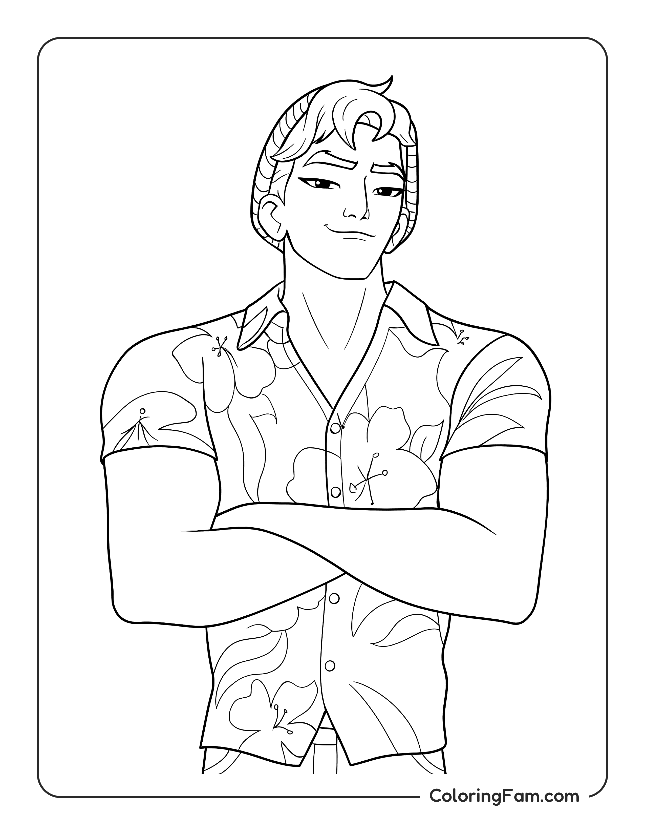 Kpop Demon Hunters Saja Boys Abby striking a pose coloring page
