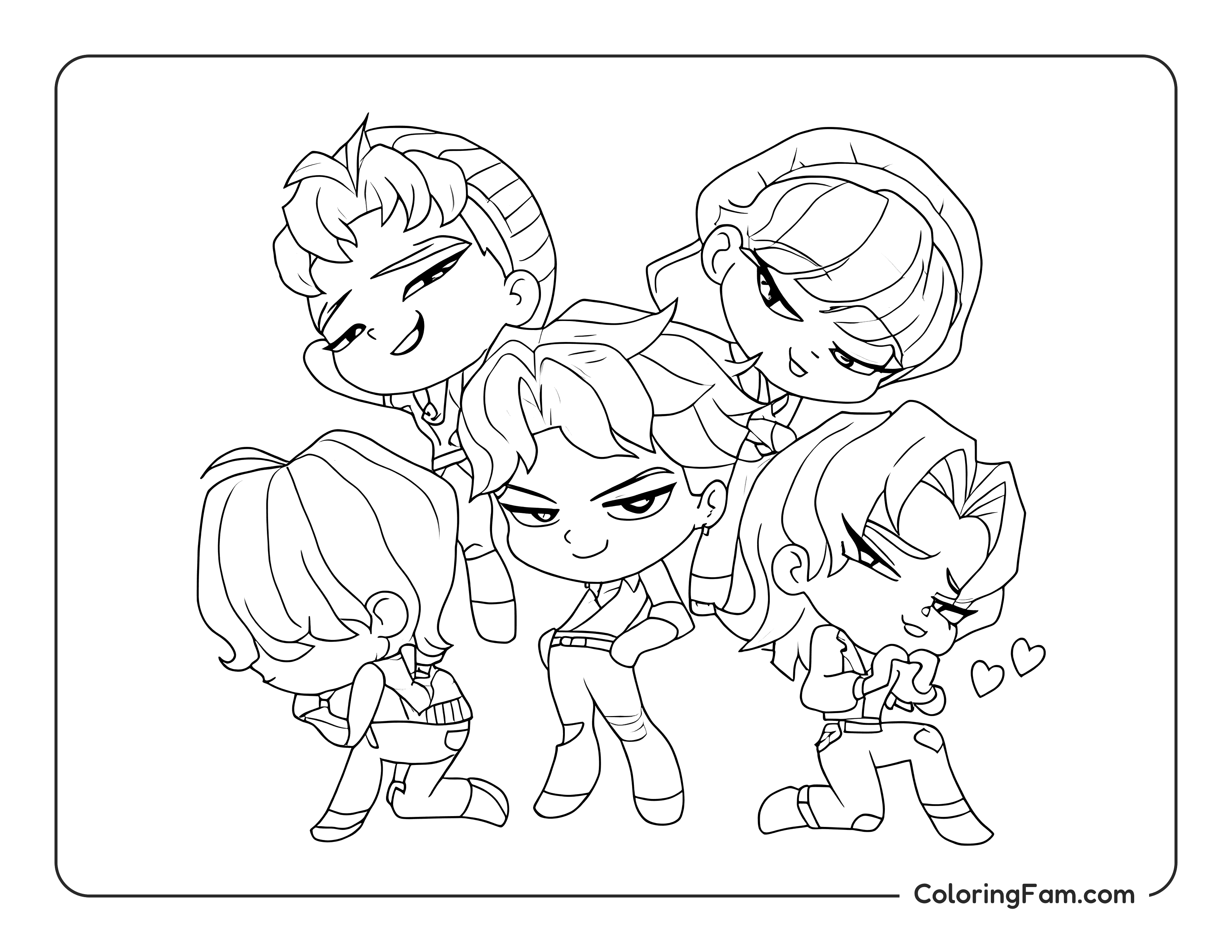 Kpop demon hunters Saja Boys chibi coloring page