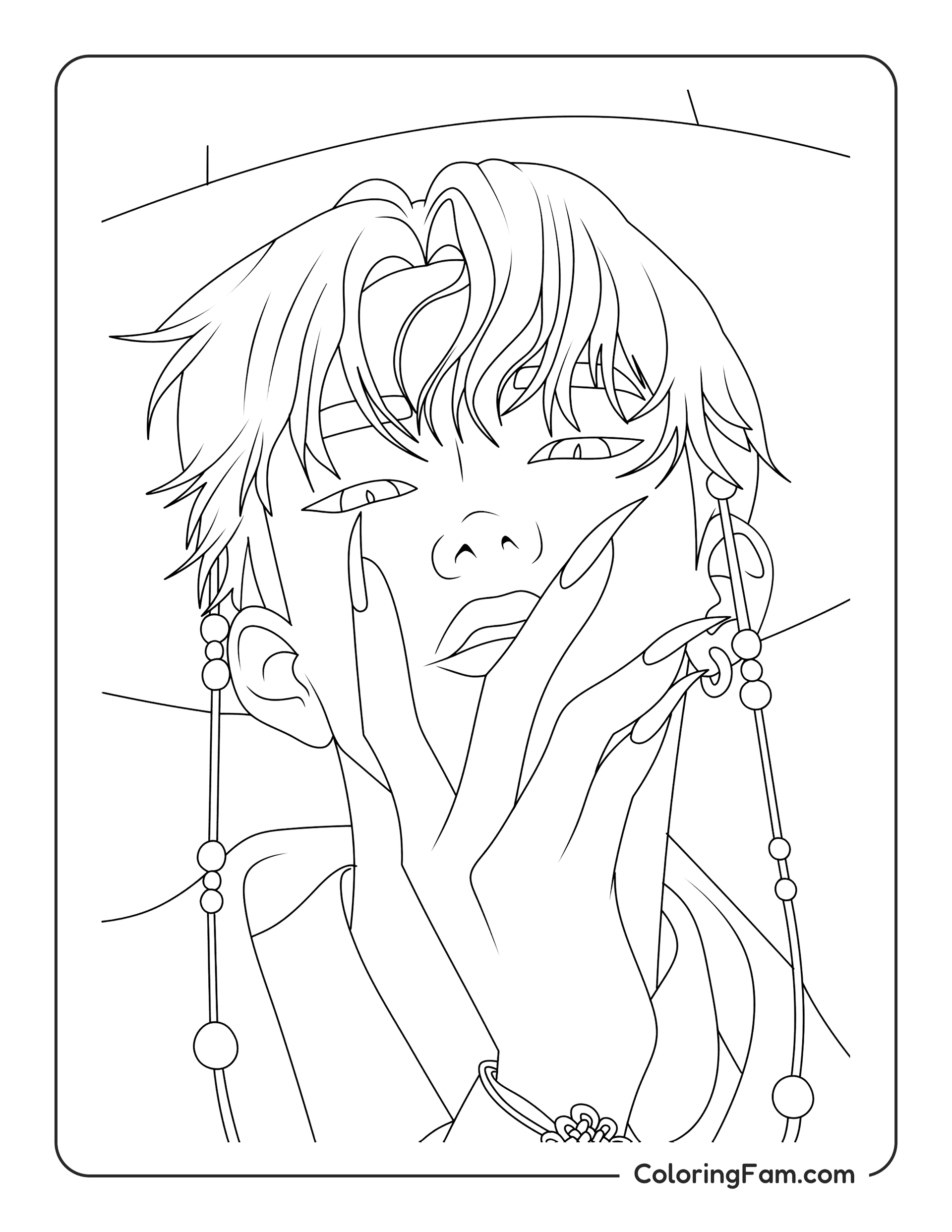 Kpop Demon Hunters Saja Boys Jinu performing in demon form coloring page