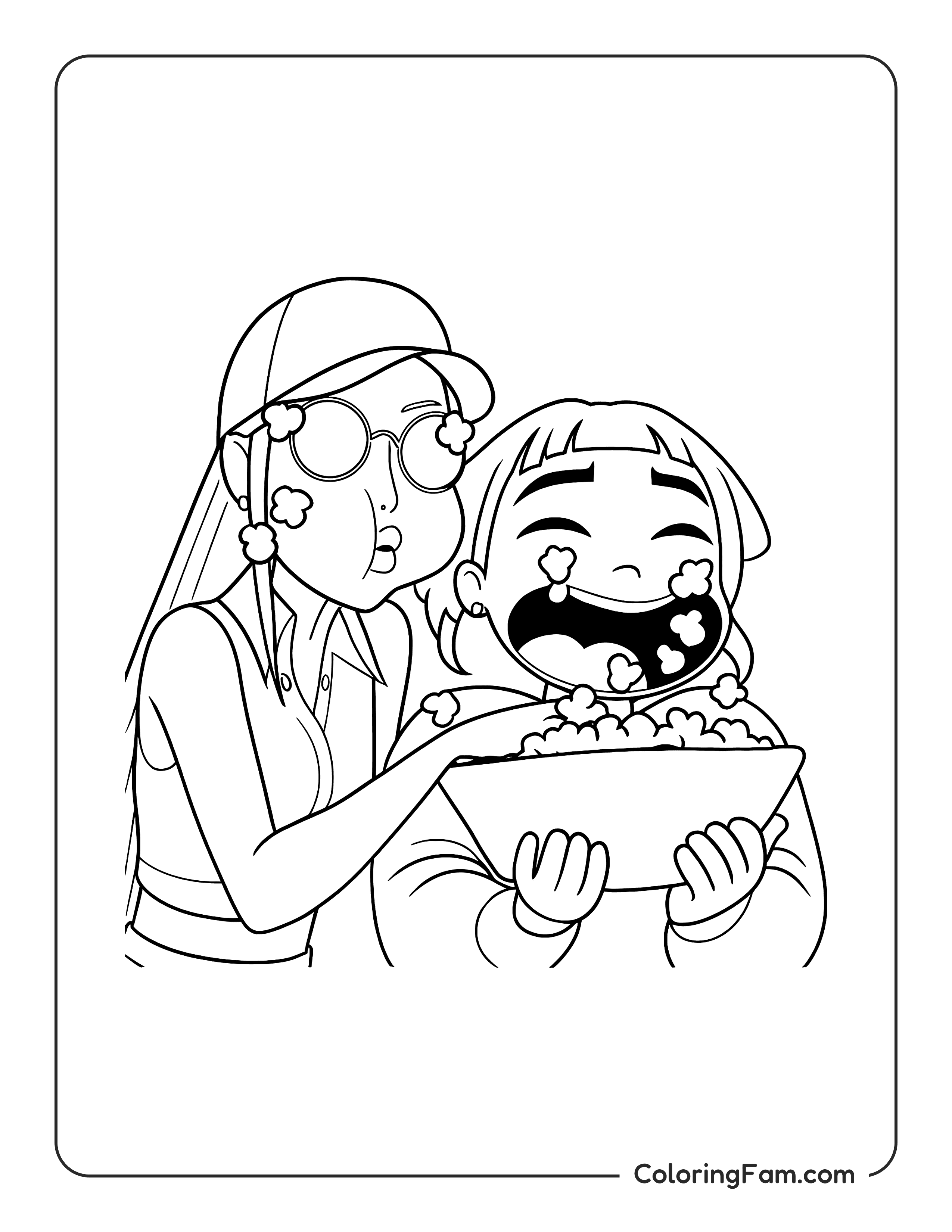 Kpop Demon Hunters Mira and Zoey drooling on Saja Boys coloring page