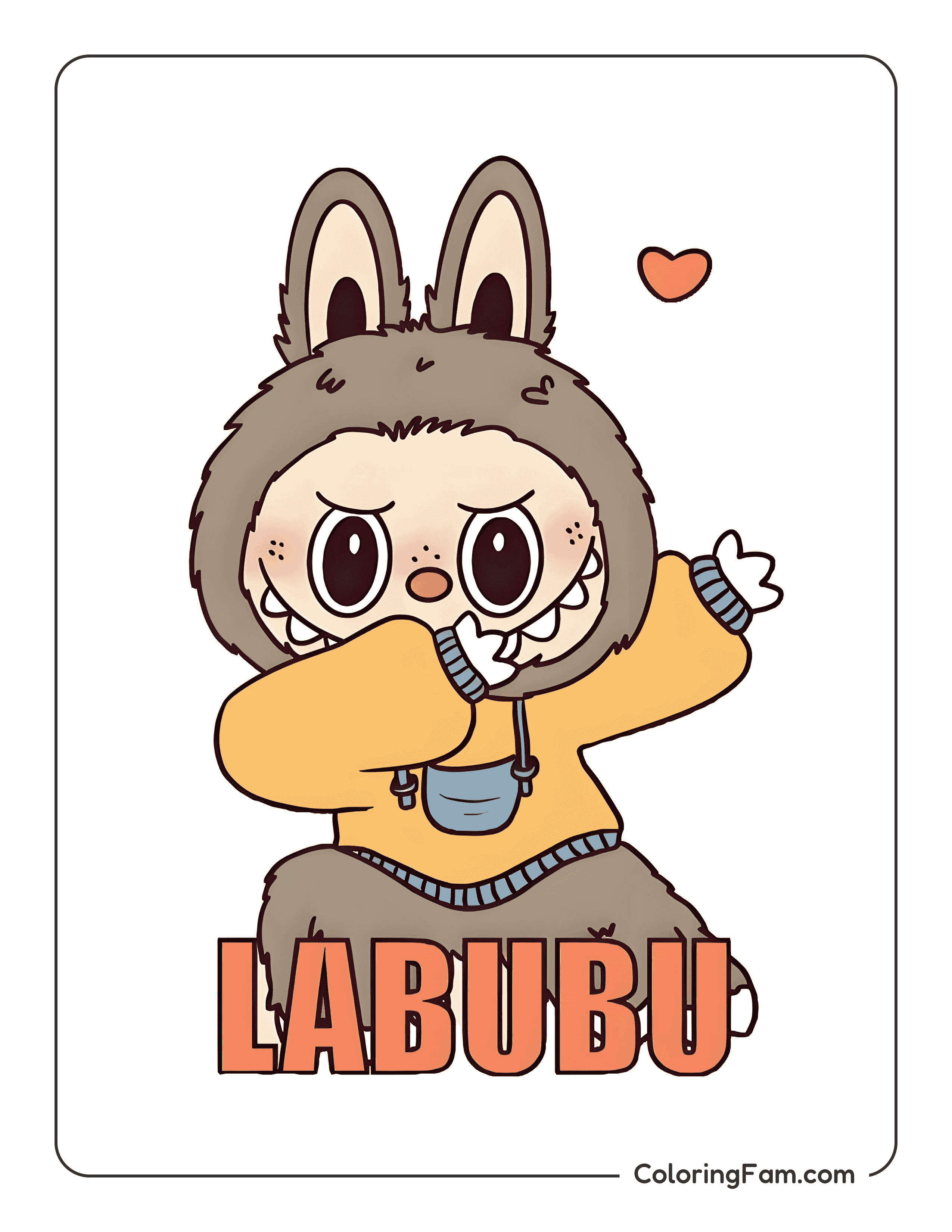 Labubu doing a dab dance colored coloring page