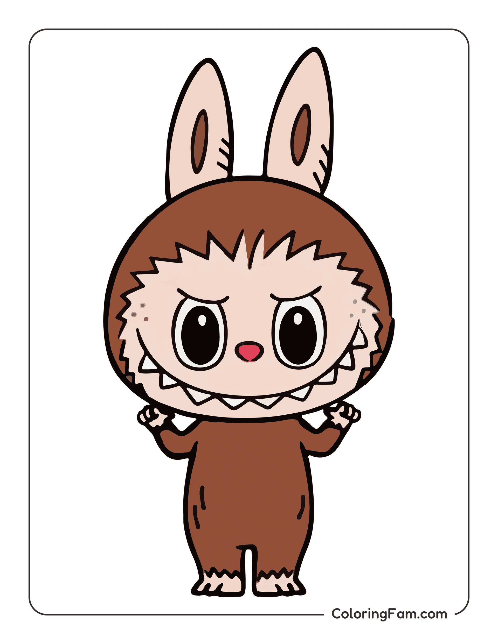 Labubu making a cute face colored coloring page