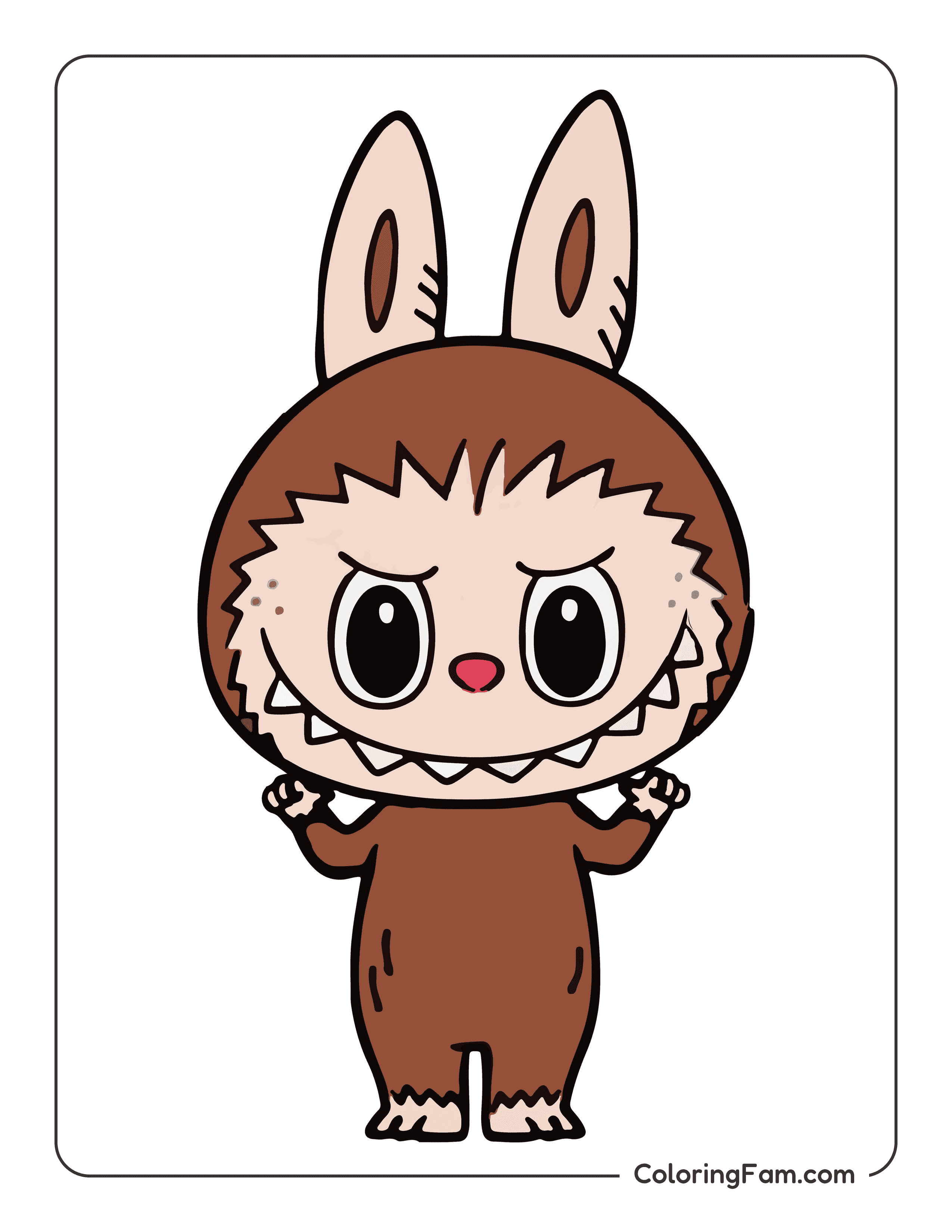 Labubu making a cute face colored coloring page