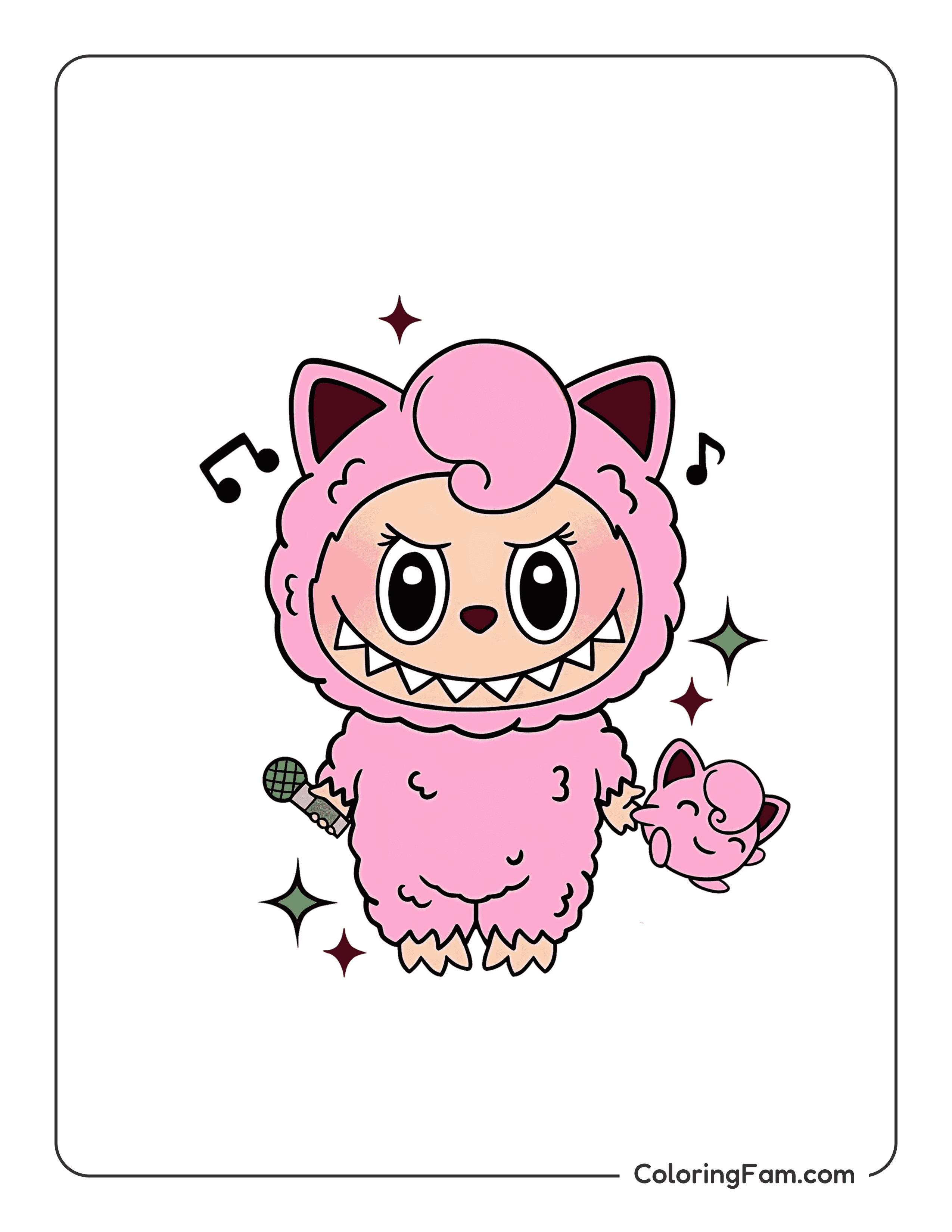 Labubu dressed as Jigglypuff colored coloring page